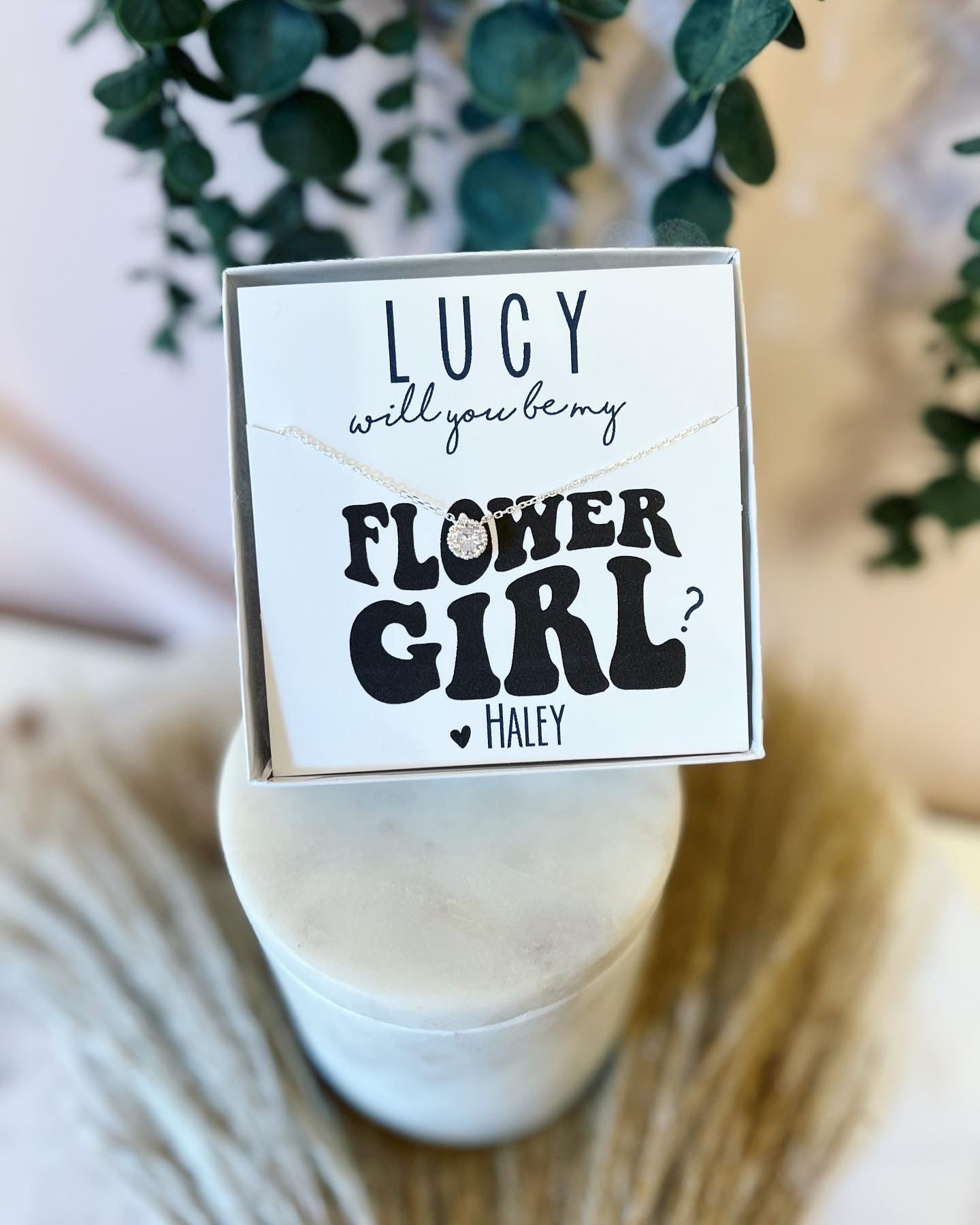 Flower Girl Thank You or Proposal Necklace! Dainty