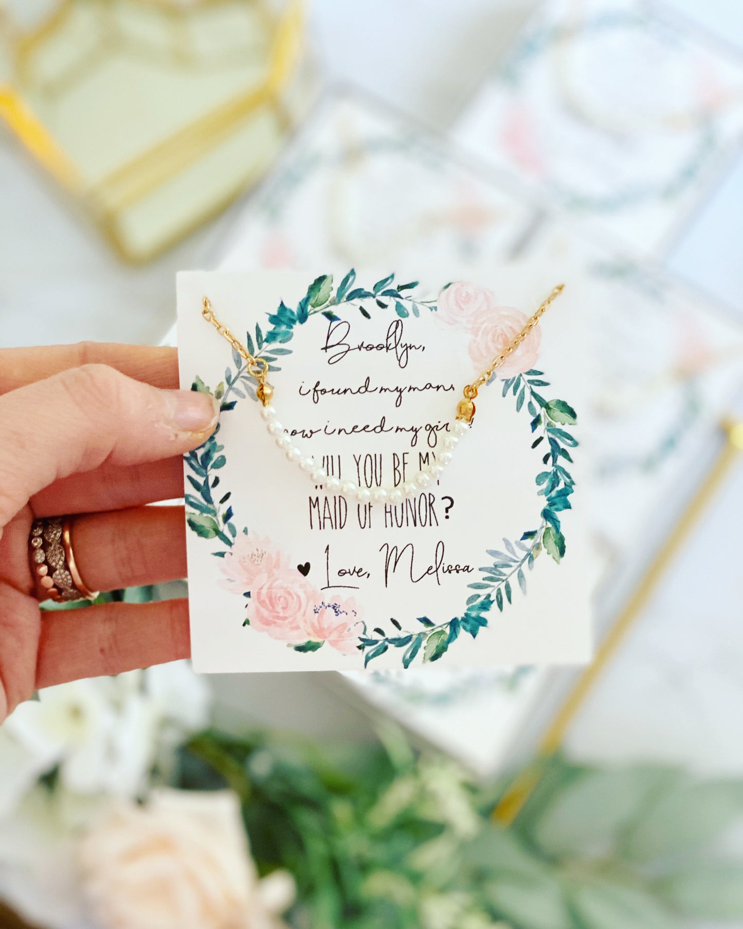 Bridal Party Dainty Pearl Bracelet