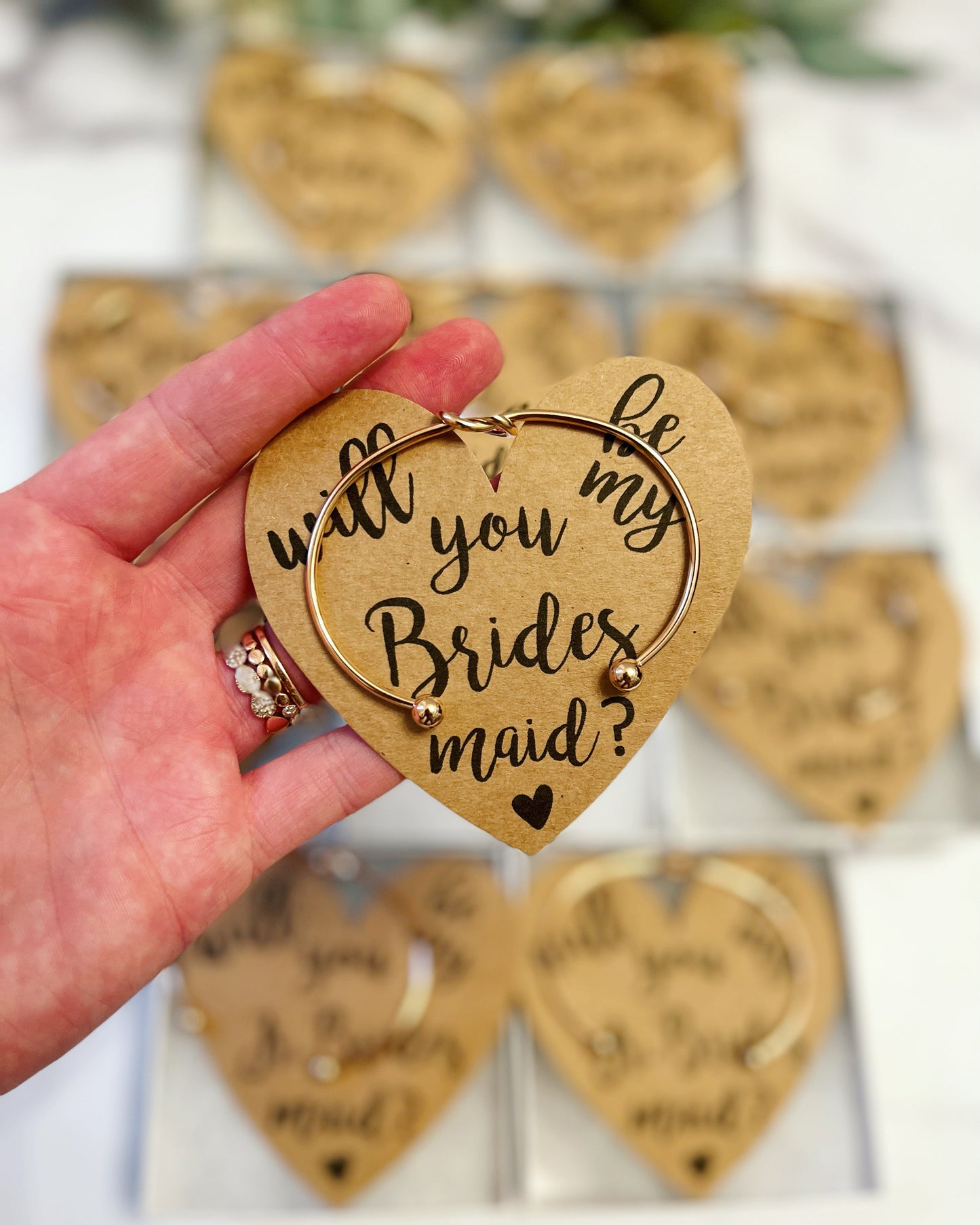 Bridal Party Knot Bangle & Heart Card
