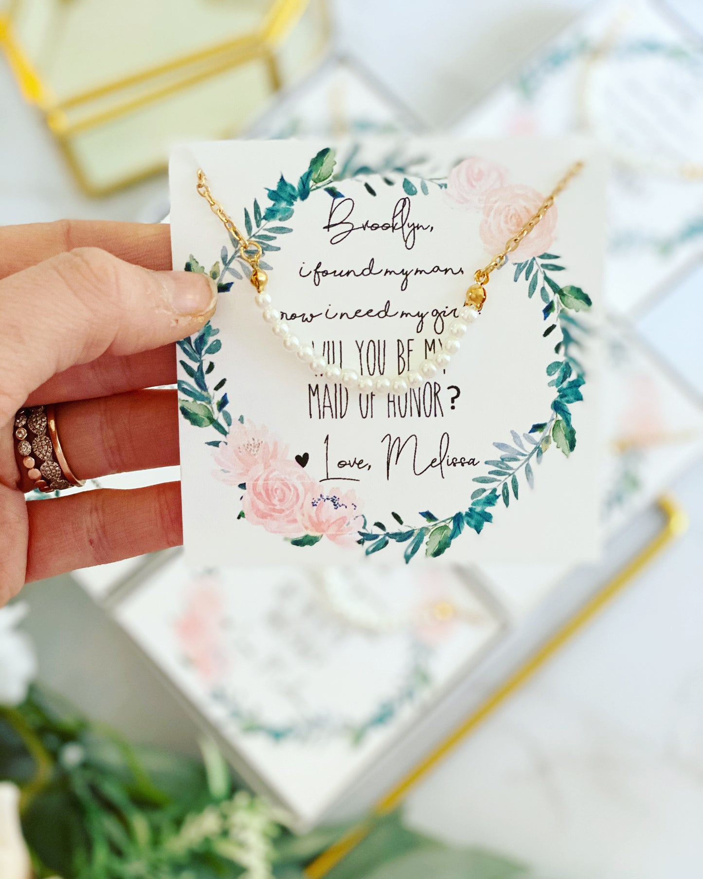 Bridal Party Dainty Pearl Bracelet