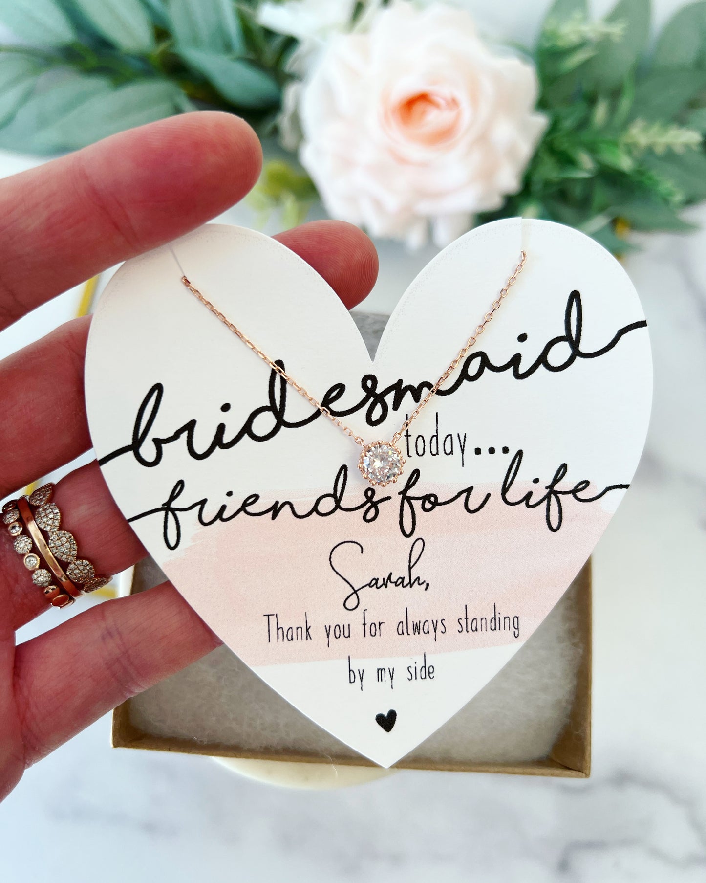 Bridesmaid Today, Friend for Life Bridesmaid Necklace! Heart Card