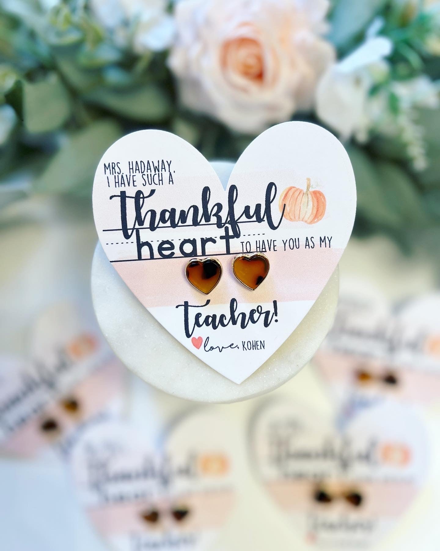 Thankful Heart Teacher Gift! Heart Studs