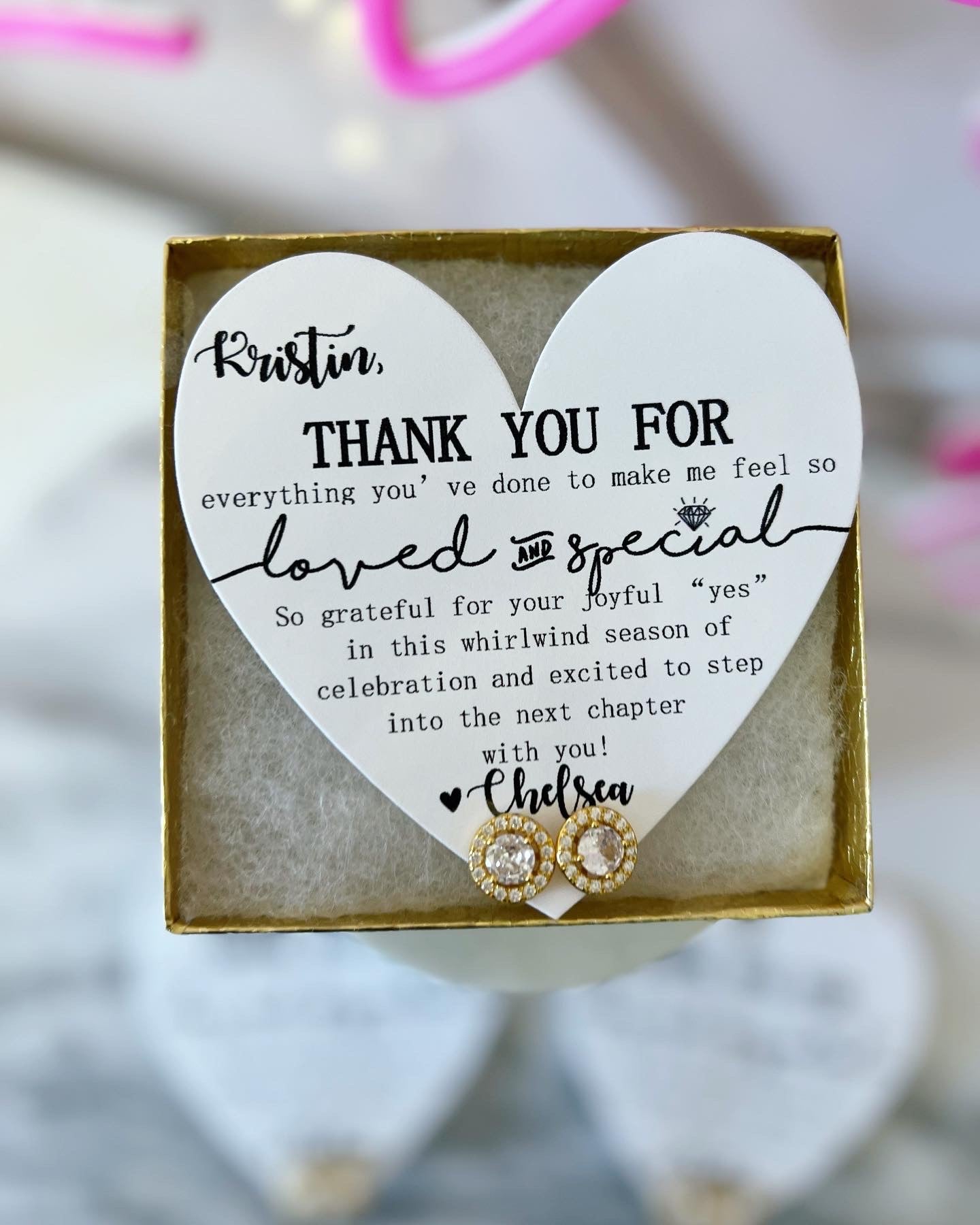 Loved and Special Bridal party earrings House Party, NON- Tarnish, hypoallergenic!