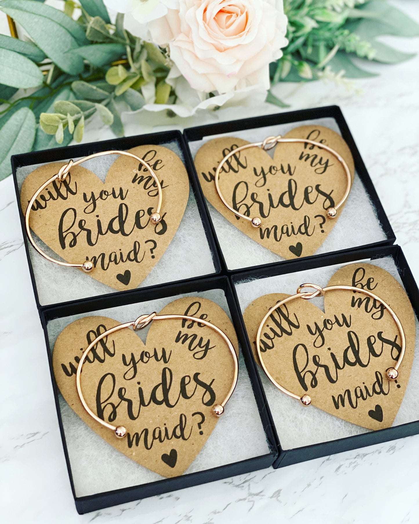 Bridal Party Knot Bangle & Heart Card