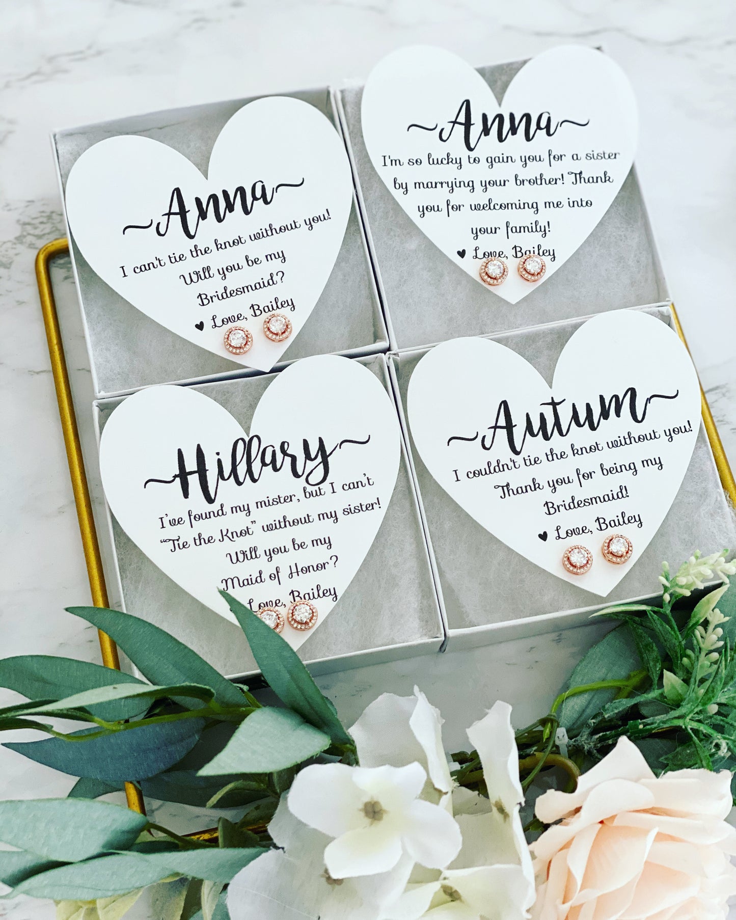 Bridesmaid Today, Friend for Life Cubic Zircon Earrings and Heart Card