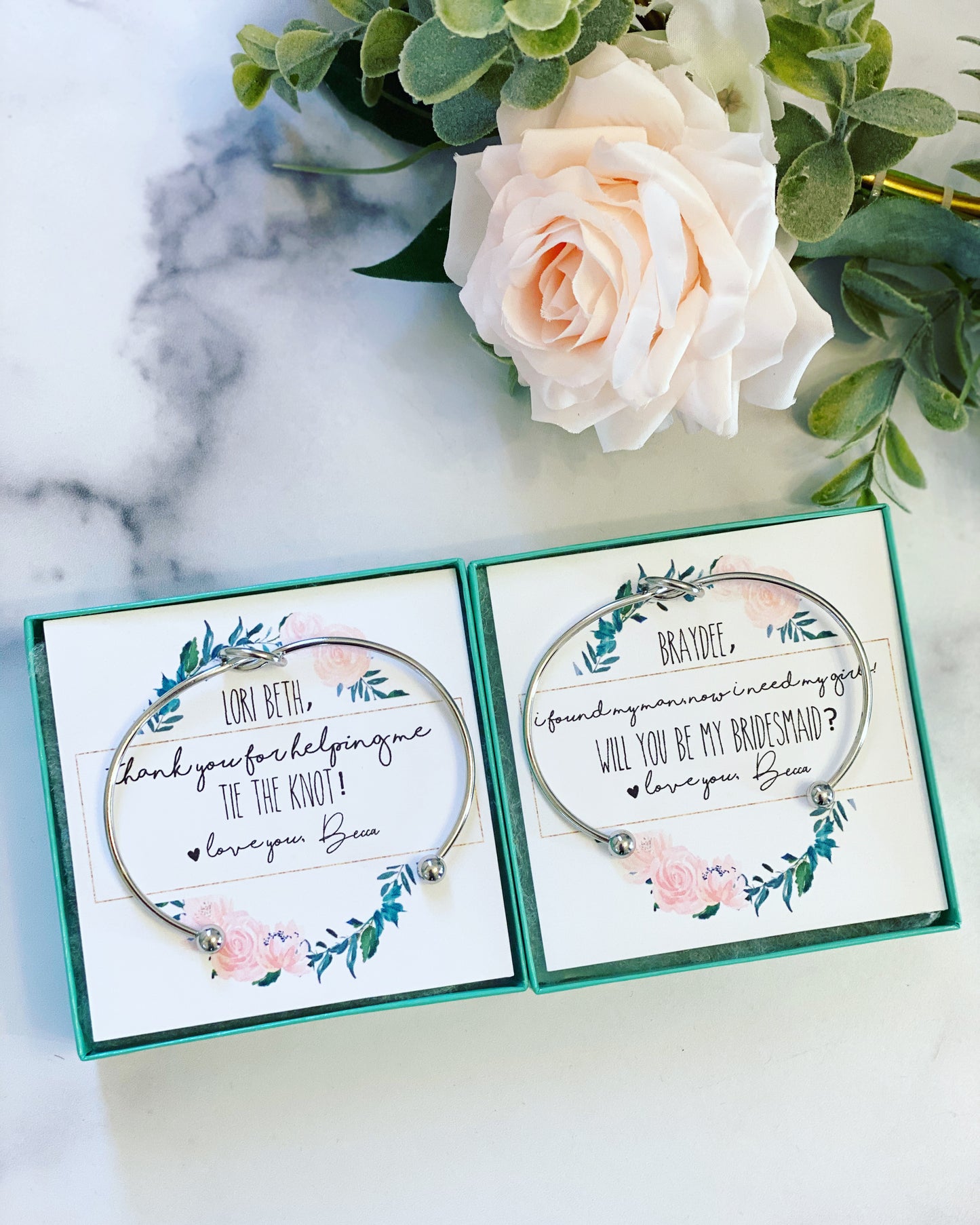 I Can't Tie The Knot Without You! Floral Wreath Bangle