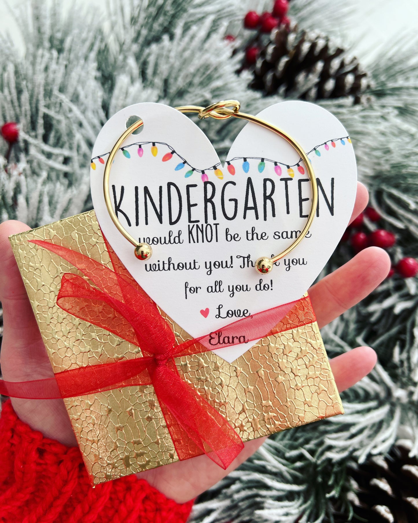 Holiday Christmas Teacher Gift! TOP SELLER back in stock! 🎄Non-Tarnish Knot Bangle!