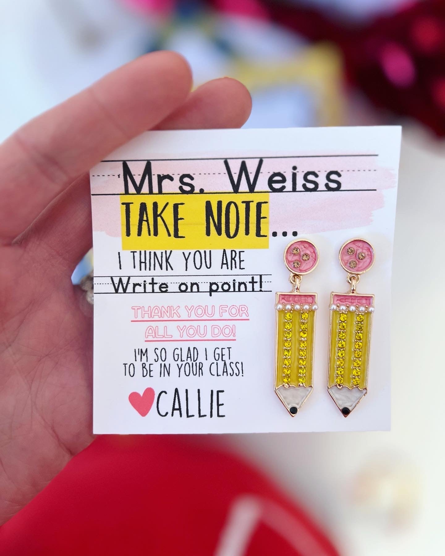 End of Year Teacher Thank You Pencil Earrings