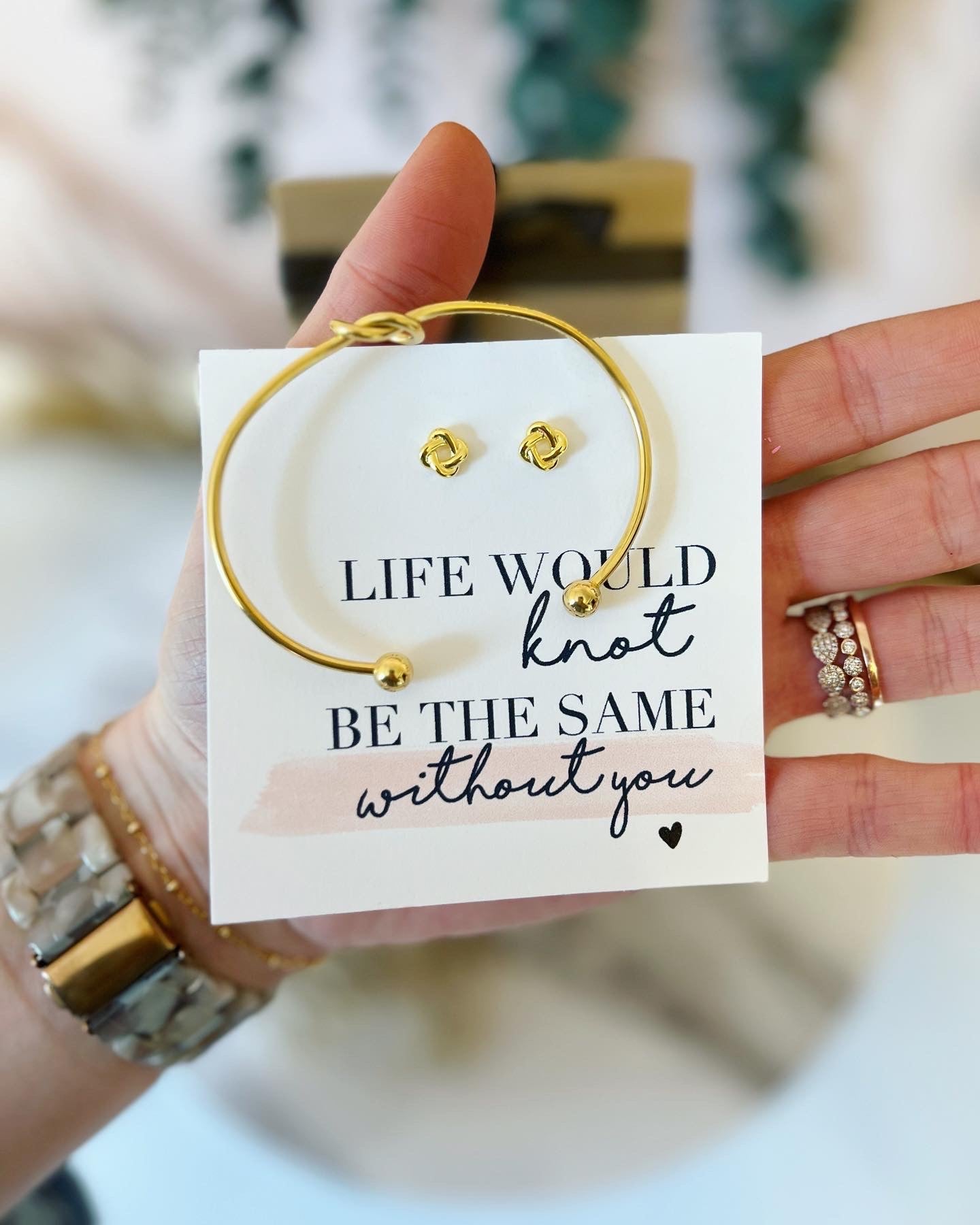 Best Friend Knot Earring & Bangle Gift- Non-Tarnish & Hypoallergenic!