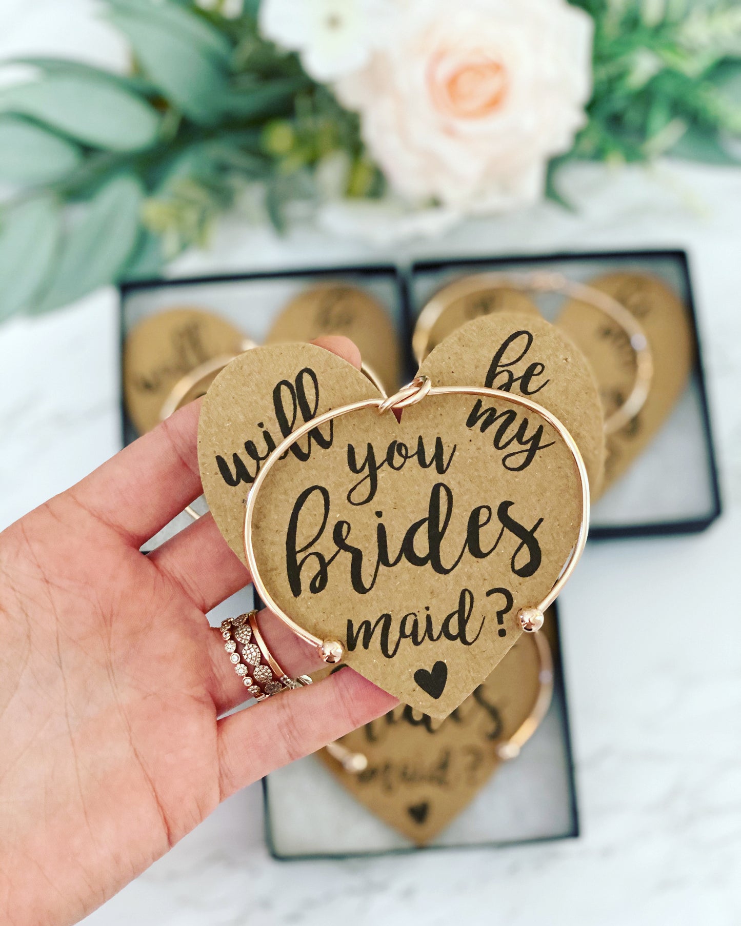 Bridal Party Knot Bangle & Heart Card