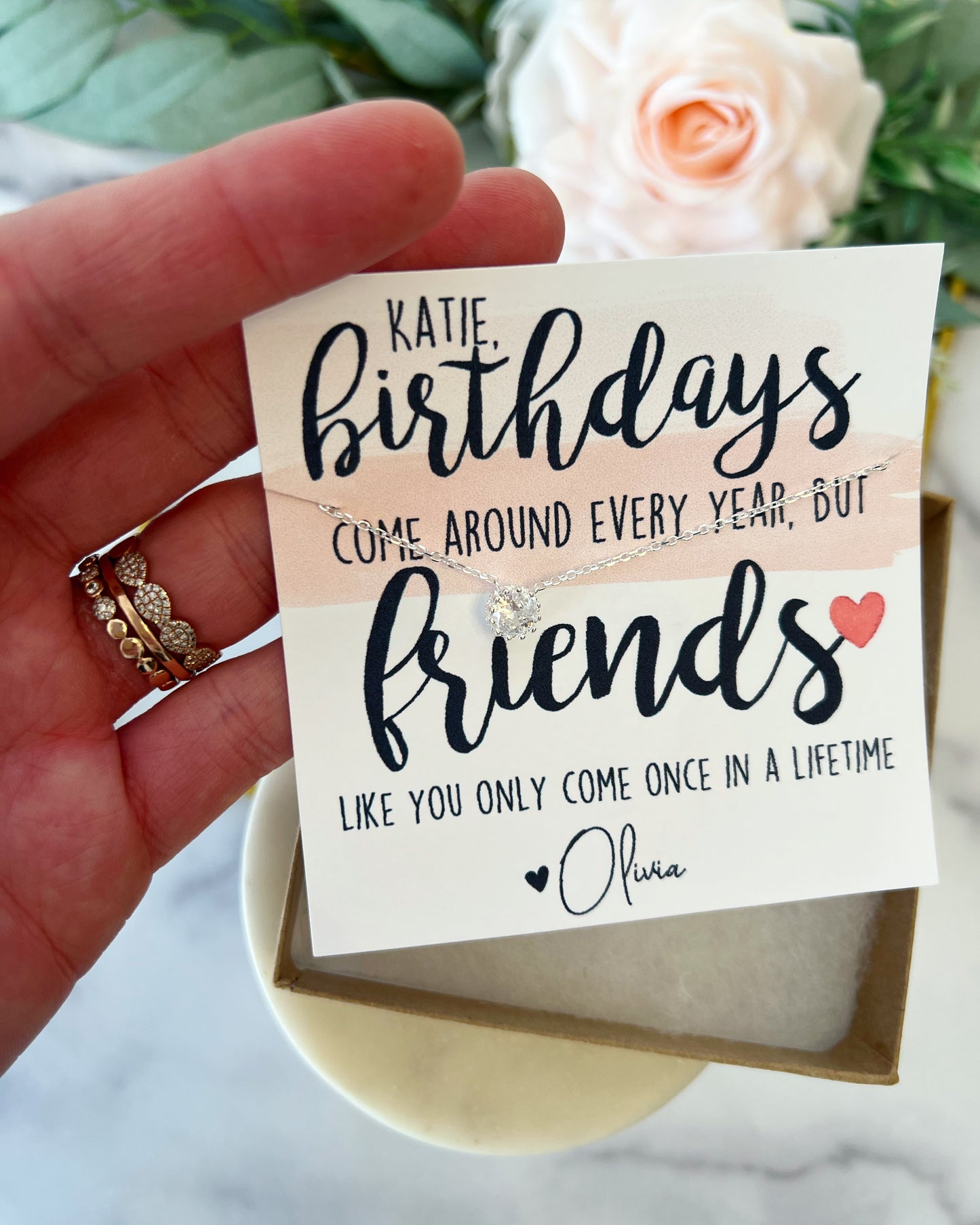 Dainty Best Friend Birthday Necklace