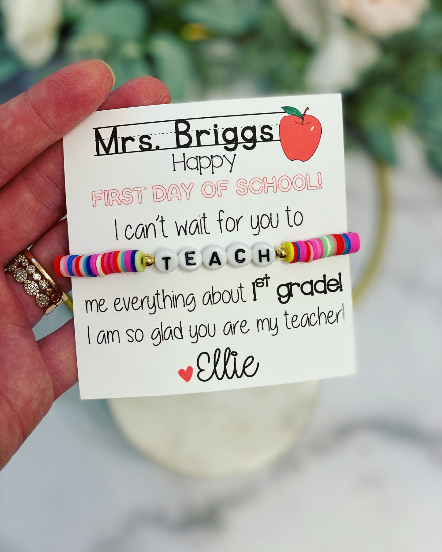 Rainbow teach bracelet! Teacher Gift! Back to School Gift! First day of school teacher gift
