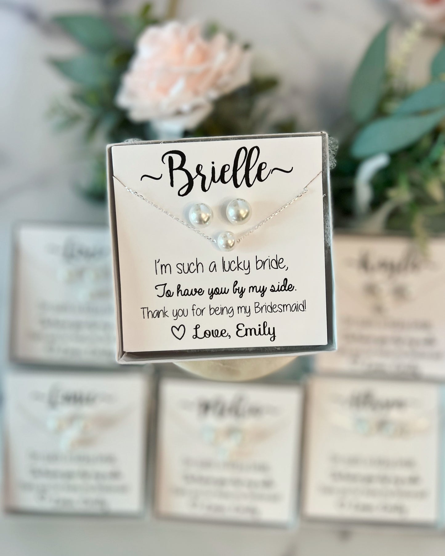 Bridal Party Pearl Earring and Necklace Set