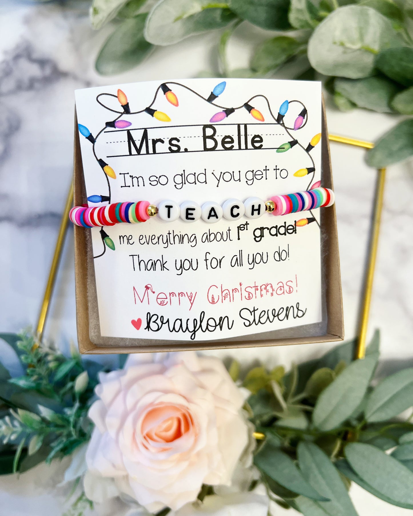 Teacher Gift! Teach Bracelet! Holiday & Christmas Gift
