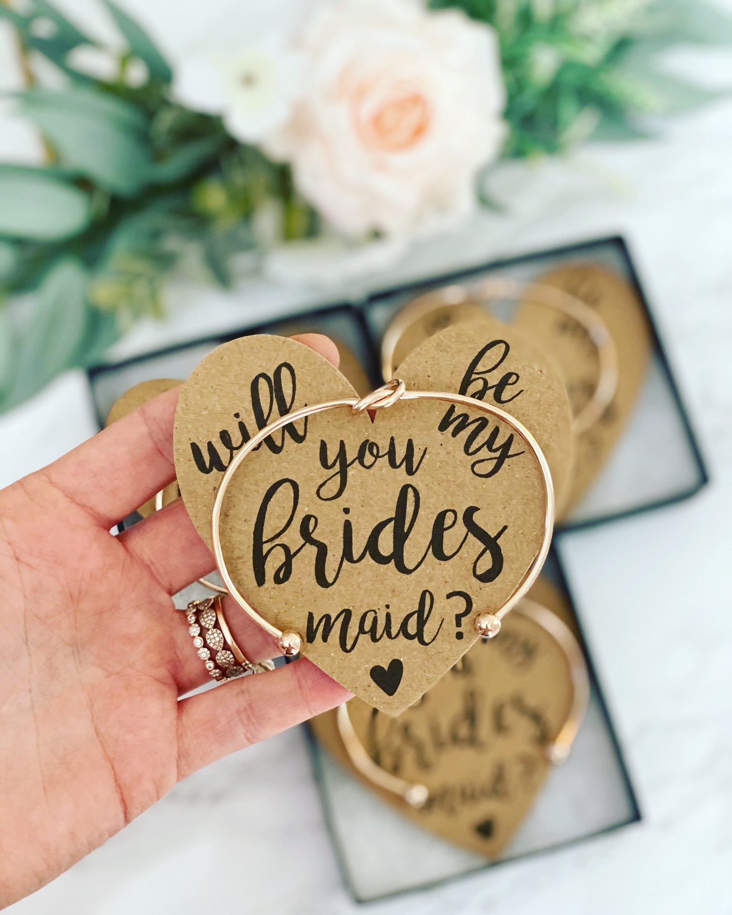 Bridal Party Knot Bangle & Heart Card