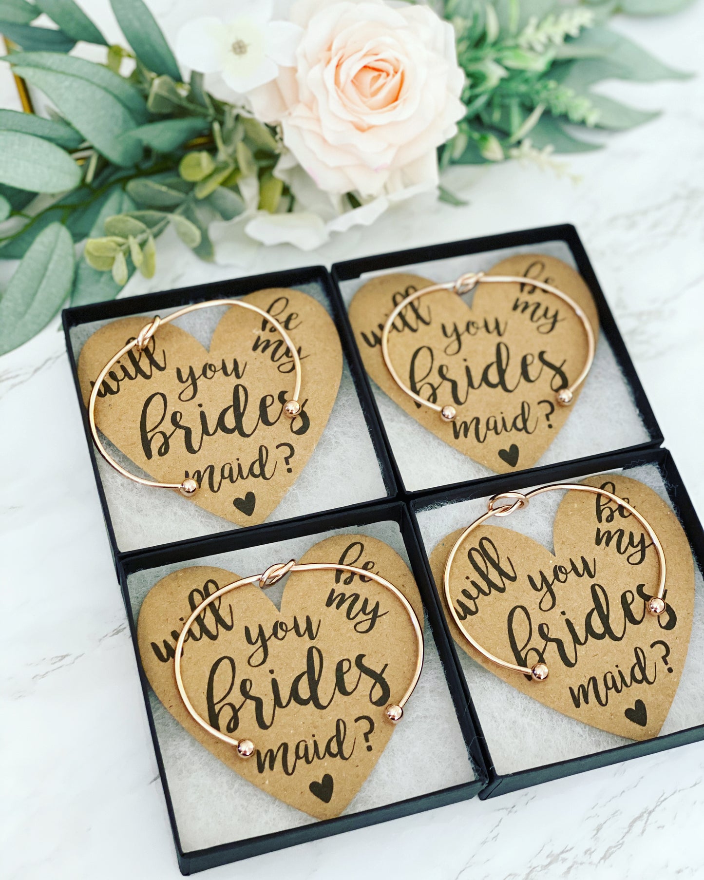 Bridal Party Knot Bangle & Heart Card