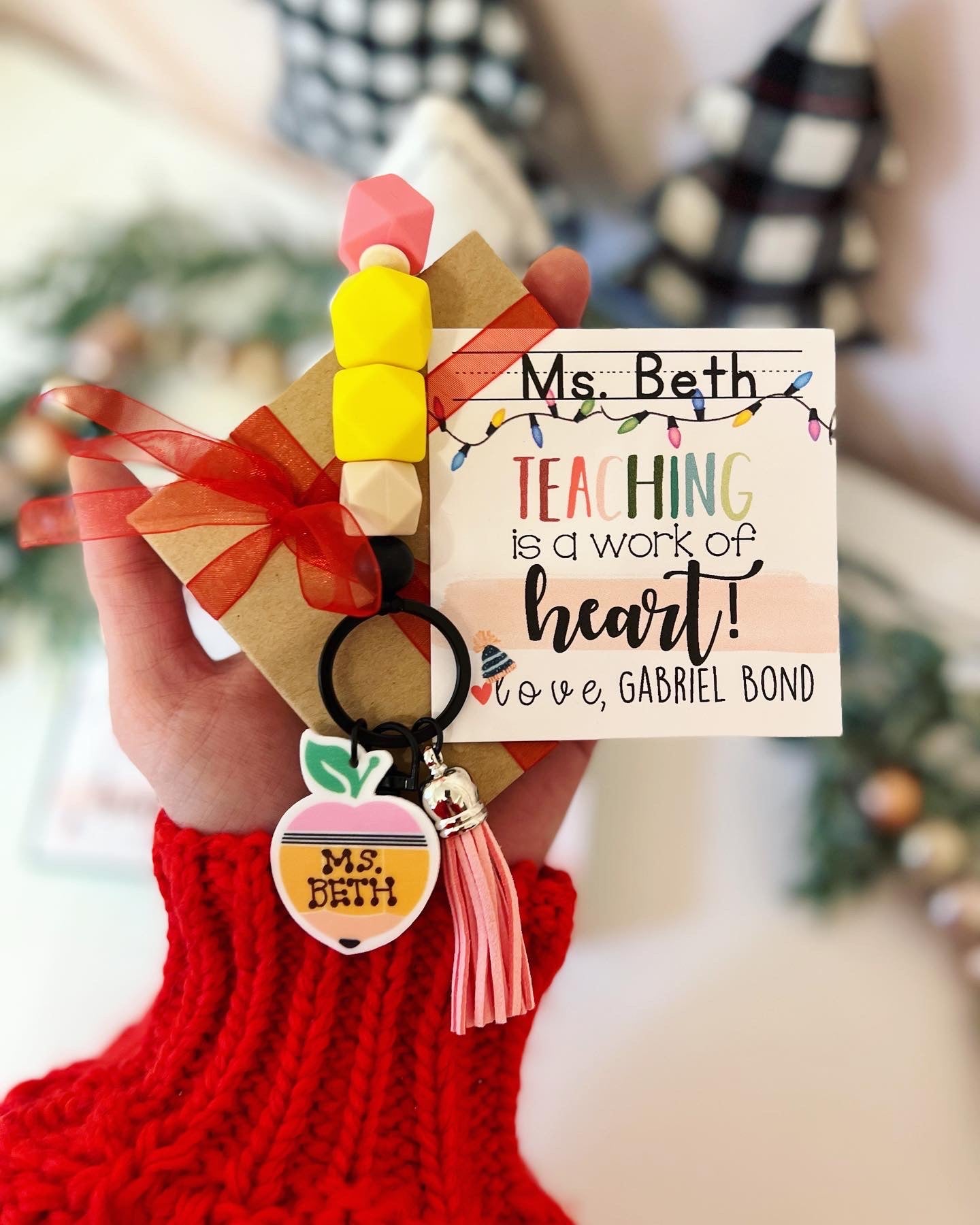 Holiday Teacher Gift Pencil Lanyard