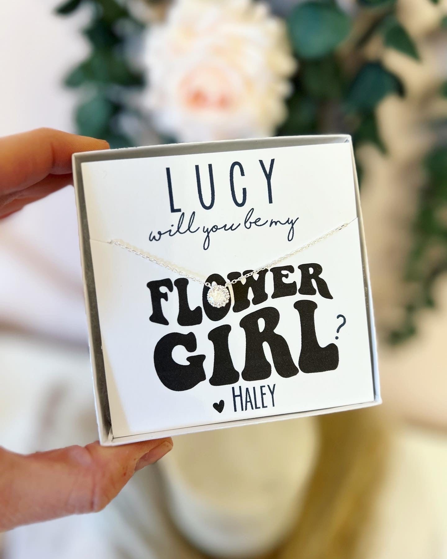 Flower Girl Thank You or Proposal Necklace! Dainty