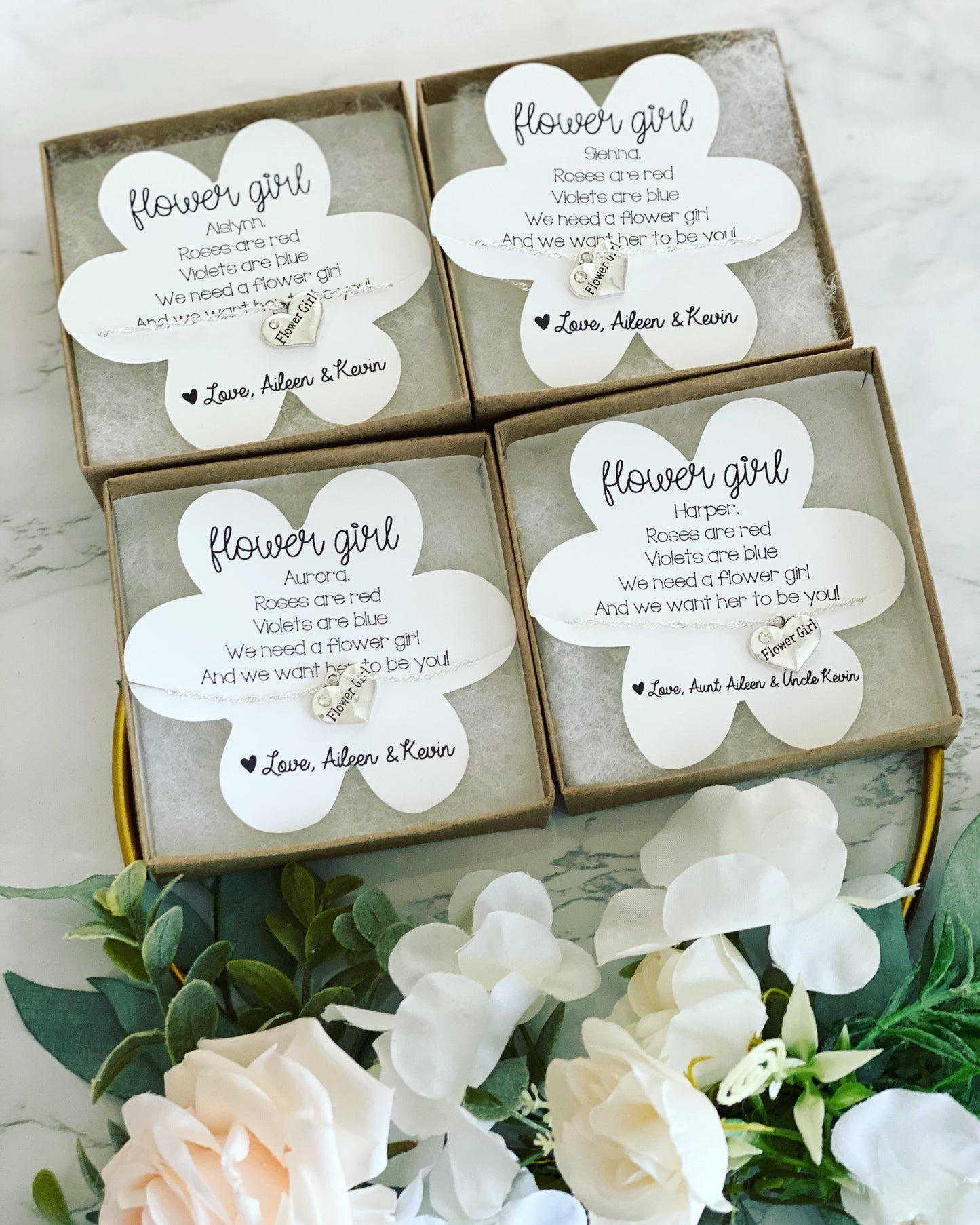 Engraved Flower Girl Necklace