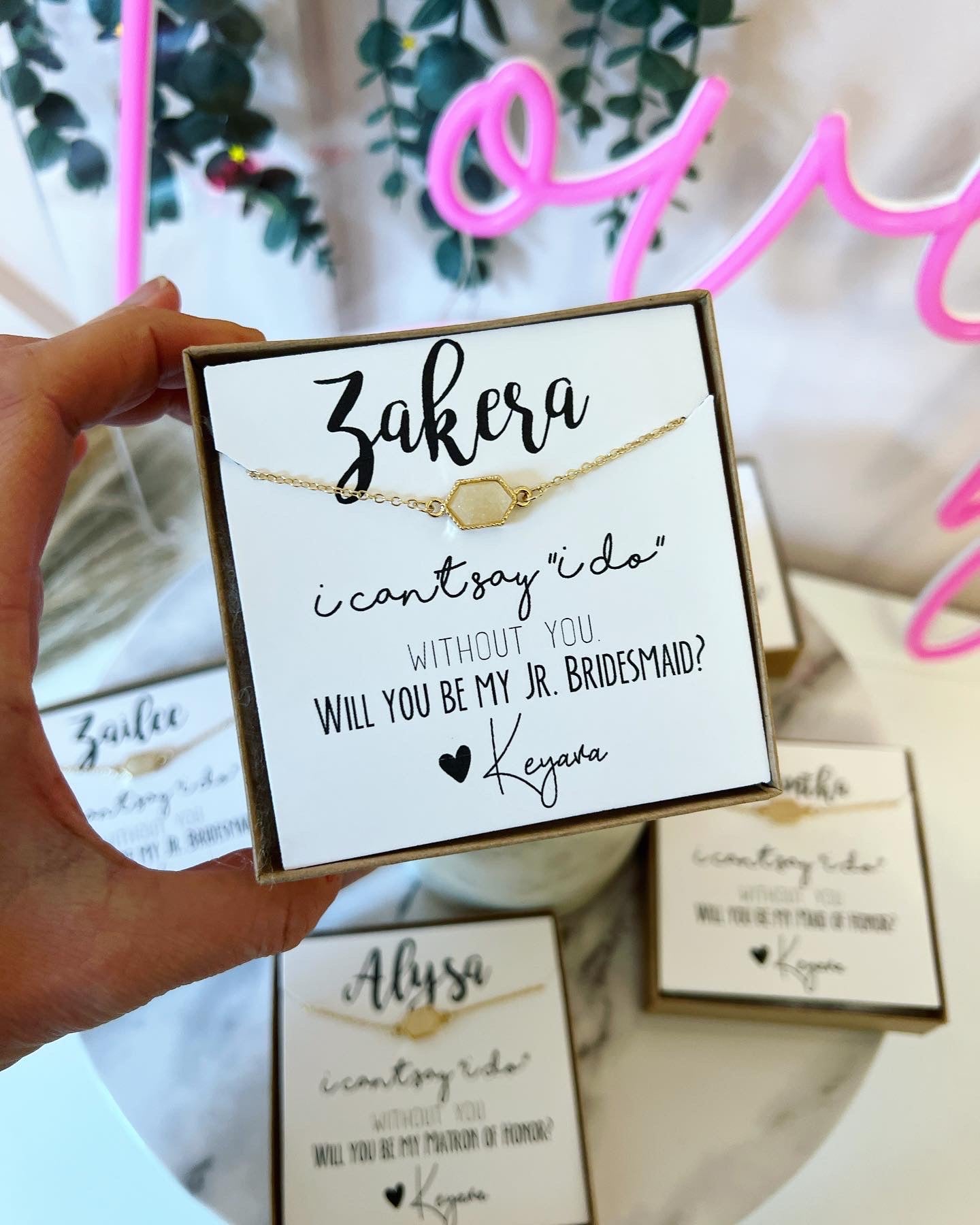 Pop the Champagne! Druzy Oval Stone OR Iridescent White+ Gold Bracelet for Bridesmaids