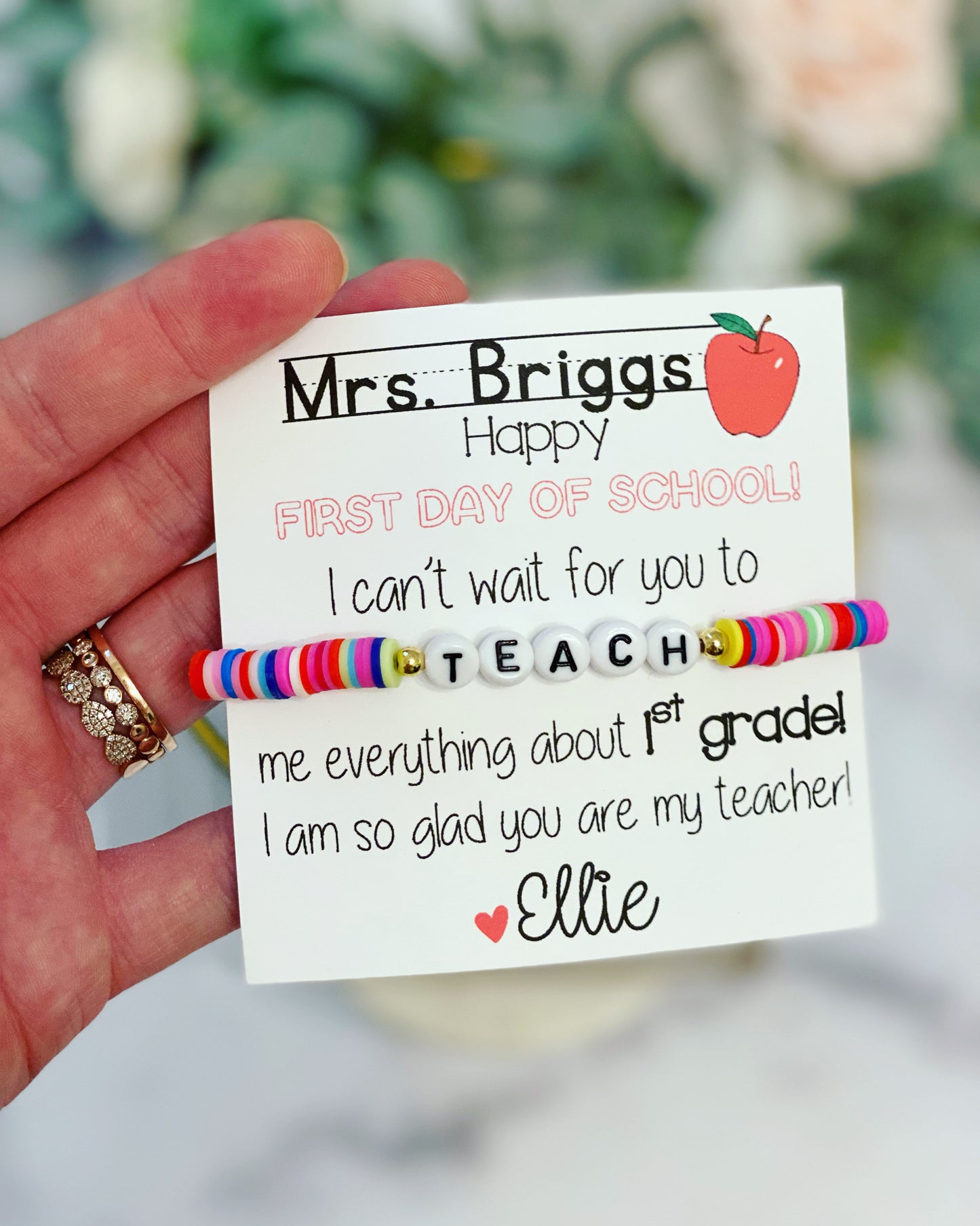 Rainbow teach bracelet! Teacher Gift! Back to School Gift! First day of school teacher gift