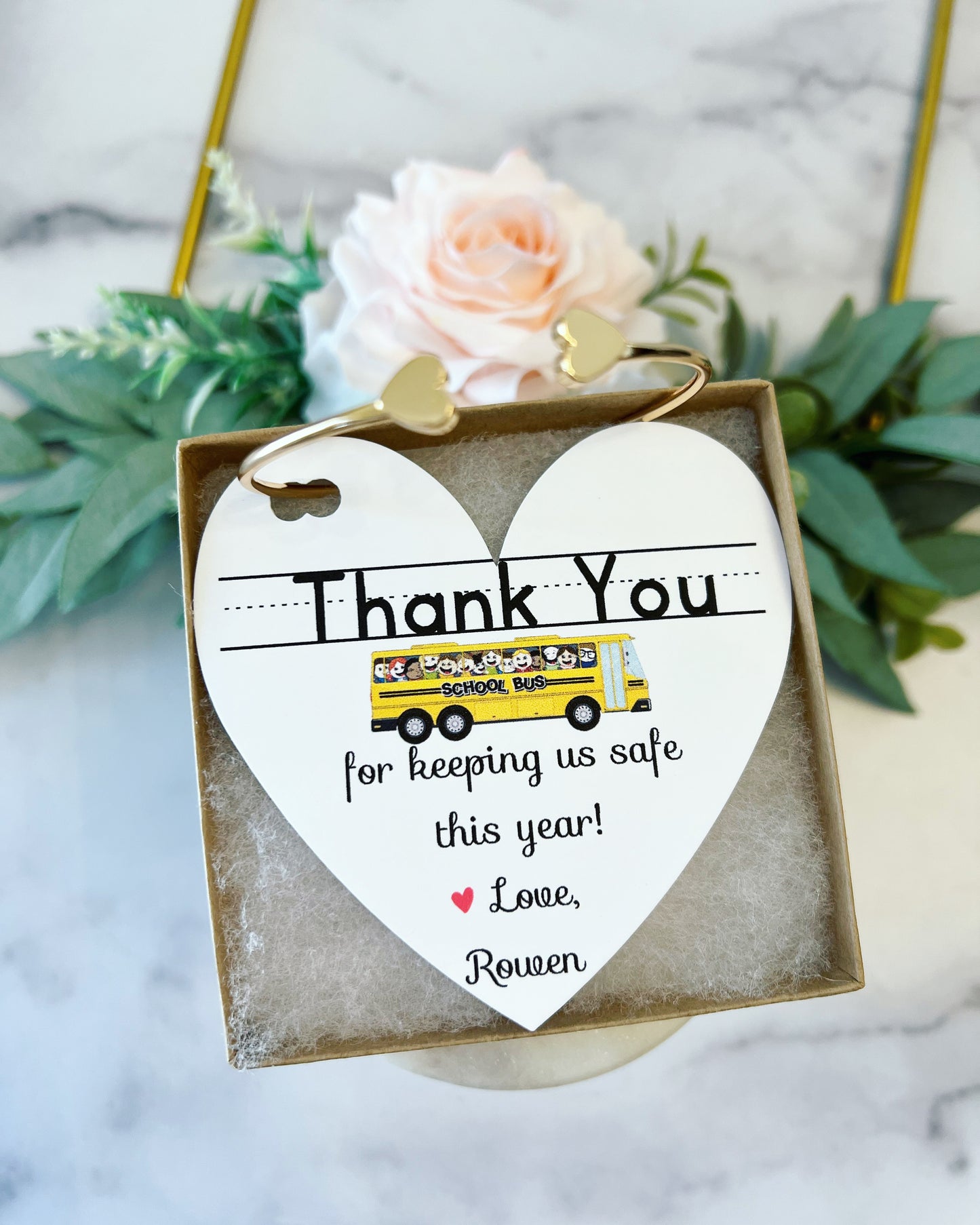 Bus Driver Heart Cuff Thank You Gift