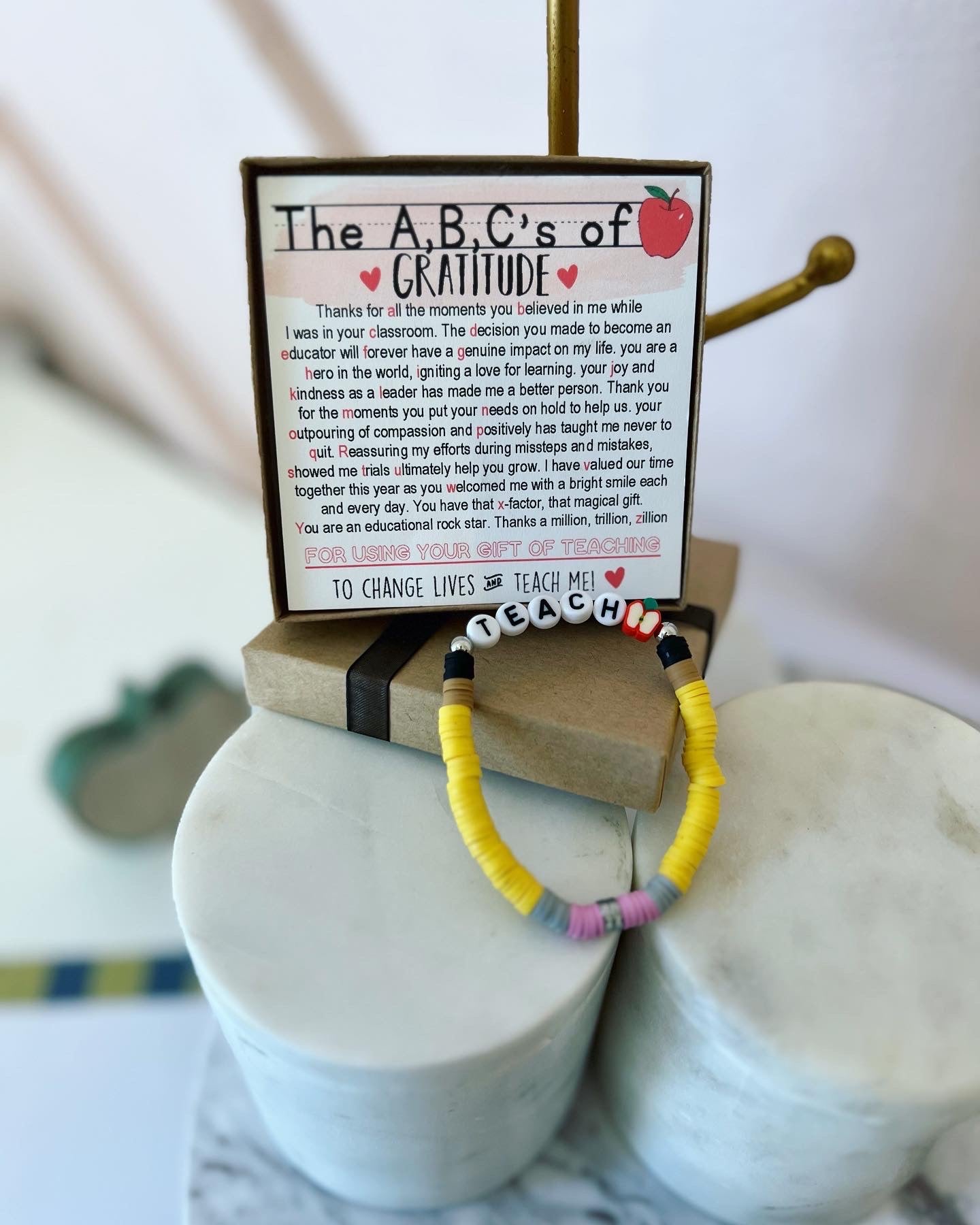 A,B,C's of Gratitude Poem & Teach Bracelet End of Year Teacher Gift