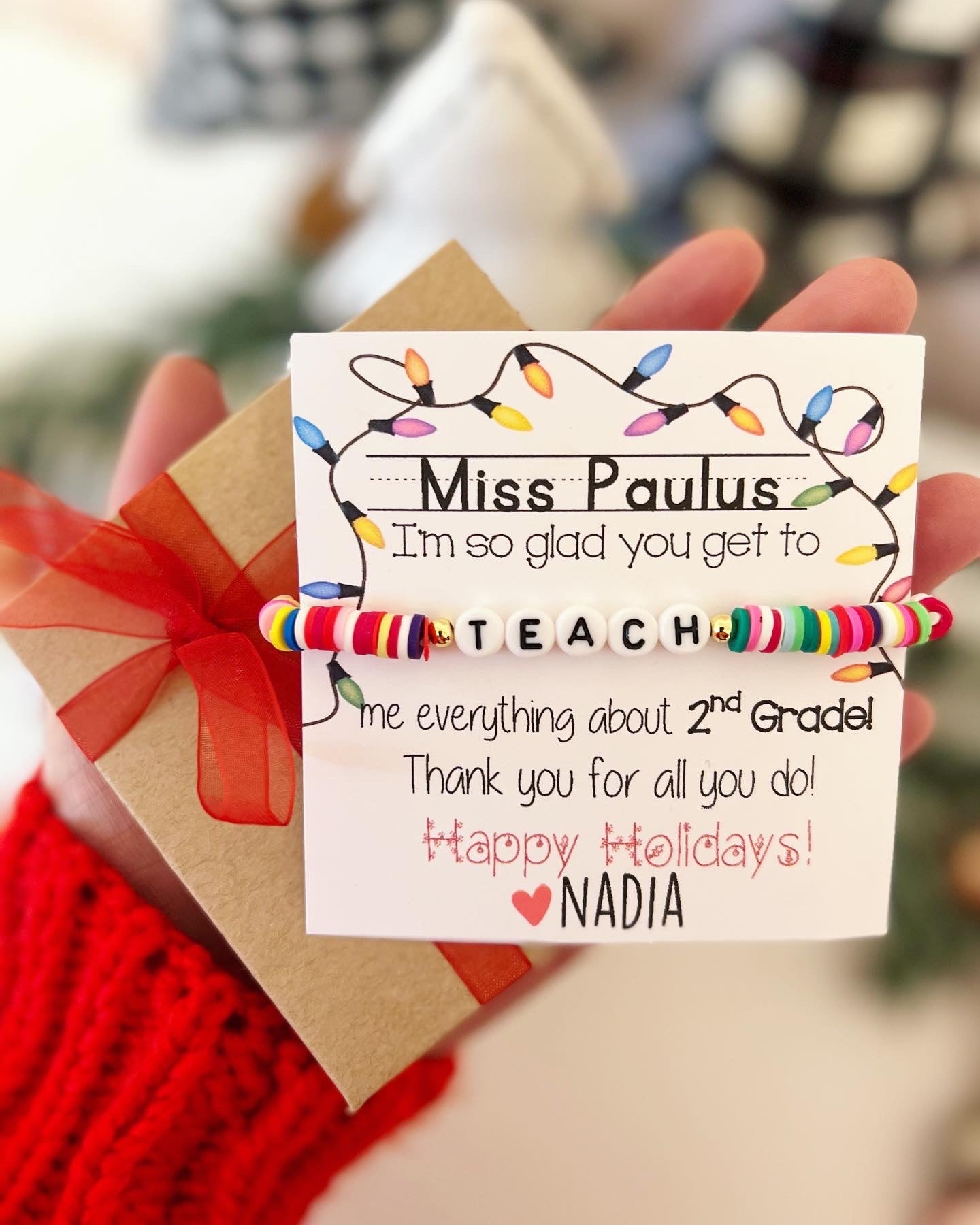 Teacher Gift! Teach Bracelet! Holiday & Christmas Gift