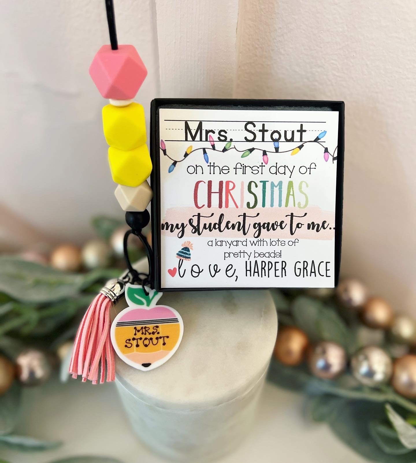 Holiday Teacher Gift Pencil Lanyard