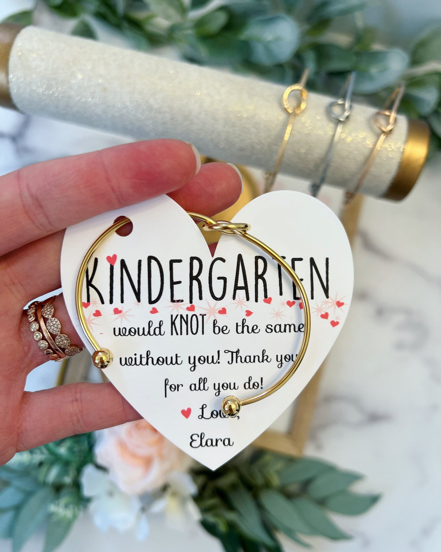 Teacher Valentine's Day Gift! Teacher Gift! Knot Bangle & Heart Card! Teacher Appreciation