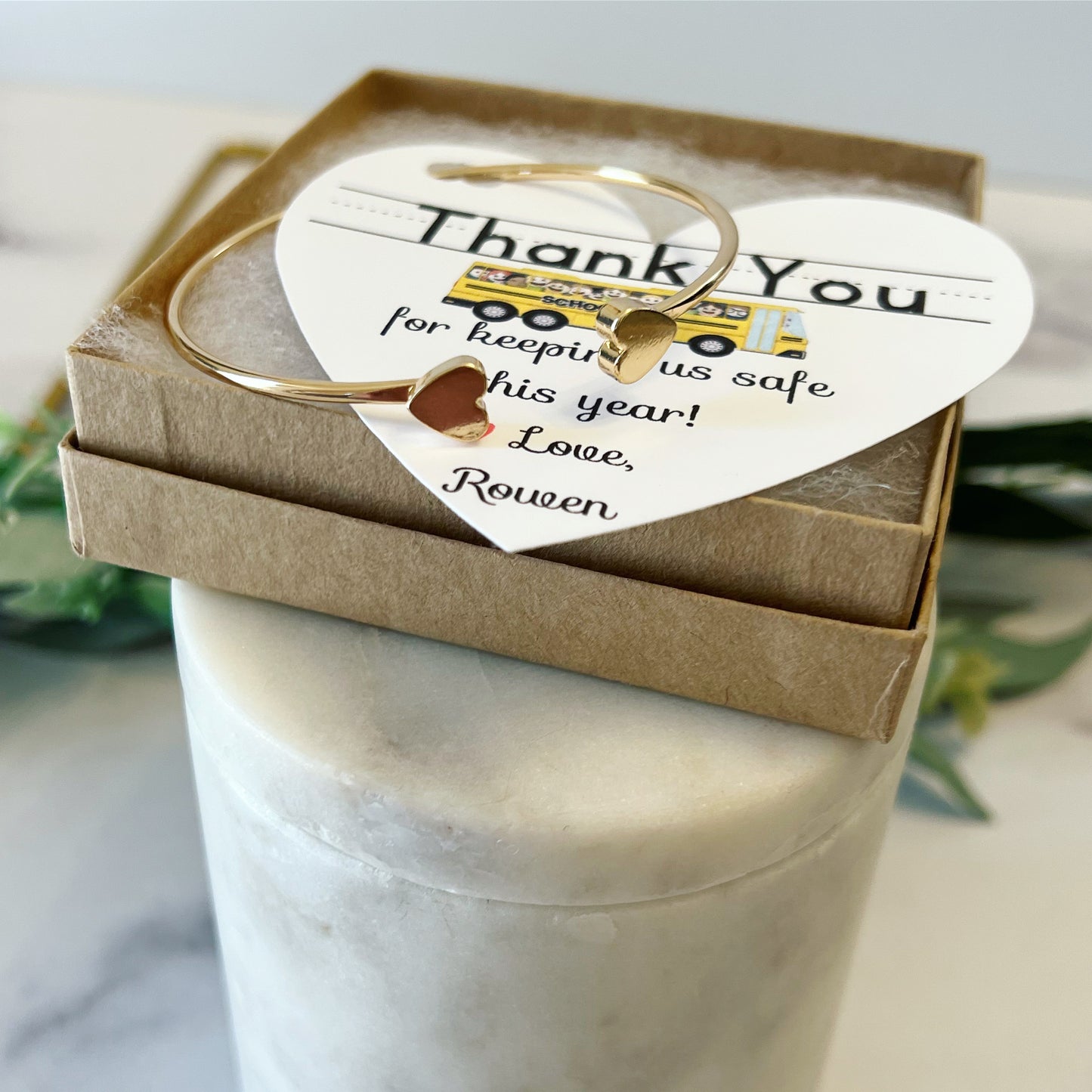 Bus Driver Heart Cuff Thank You Gift