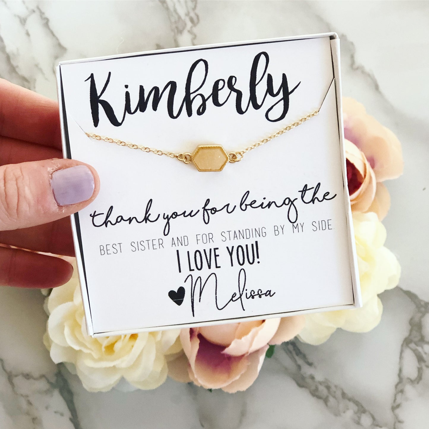 Thank You for Being the Best Sister! Druzy Bracelet