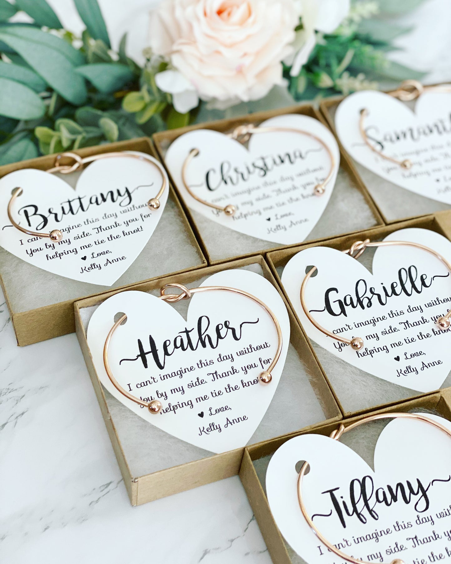 Bridesmaid Knot Bangle & Heart Card