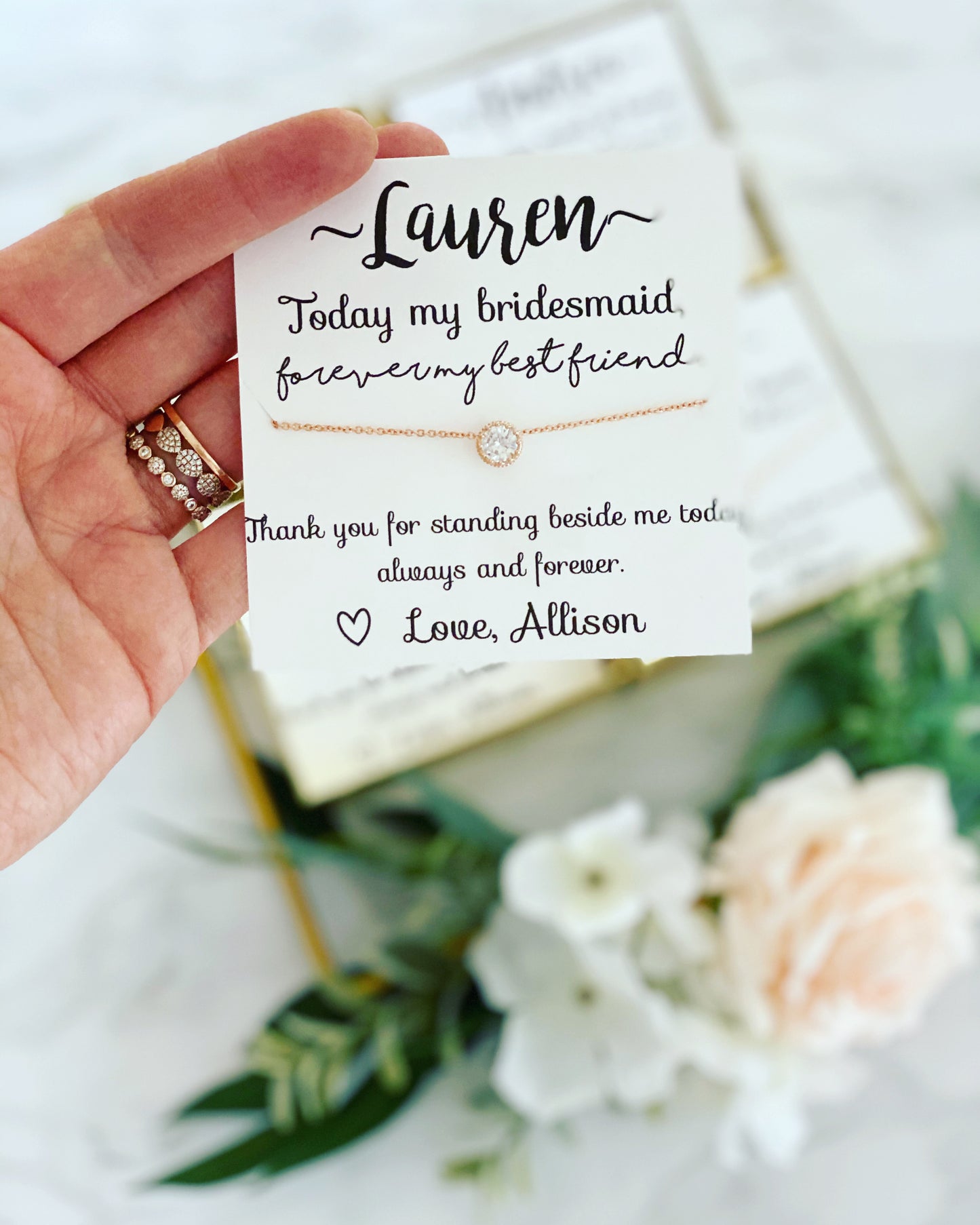 Today my bridesmaid, forever my friend! Cubic Zircon Necklace! Thank You Gift!