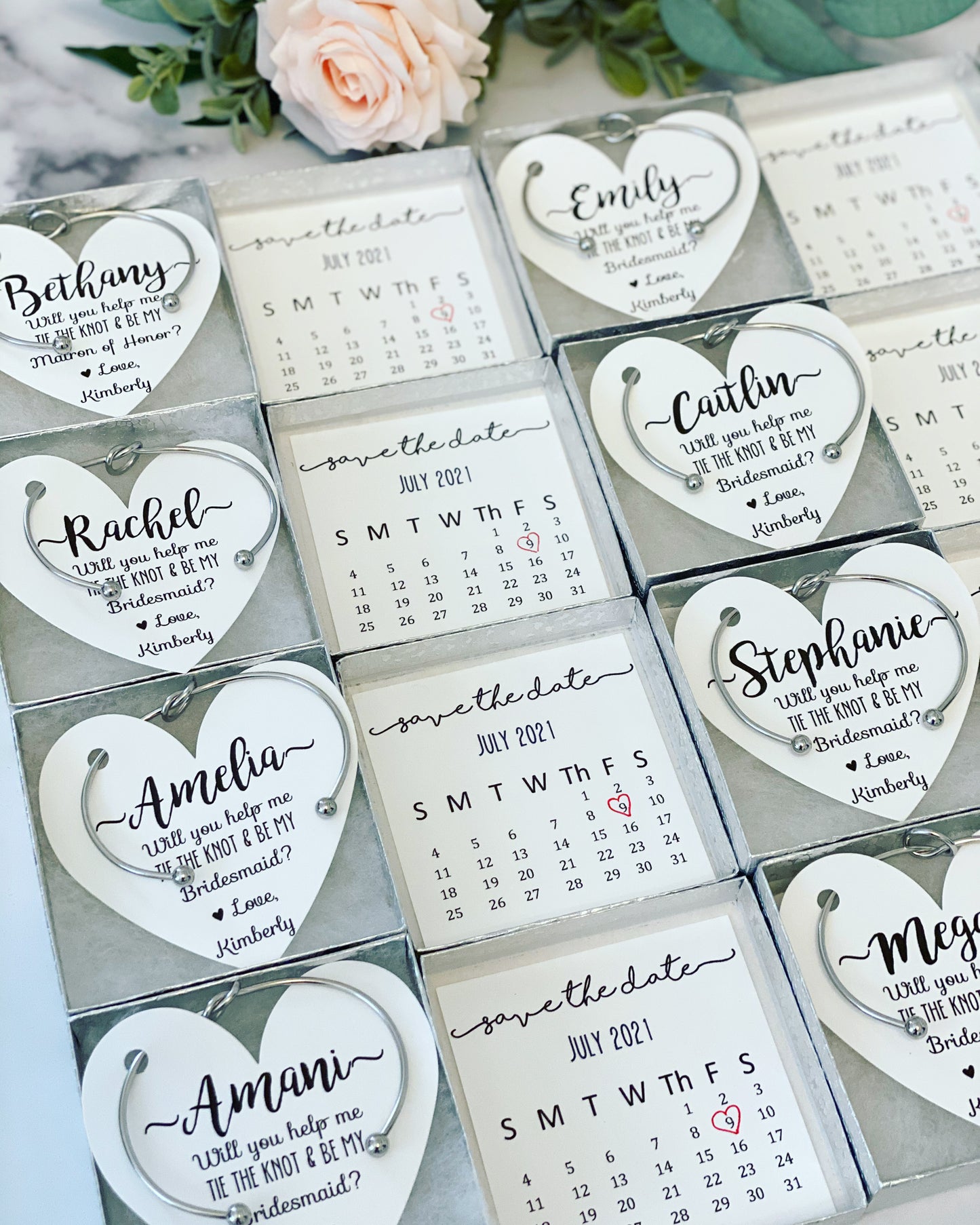 Save the Date Bridal Party Proposal Bangle & Card