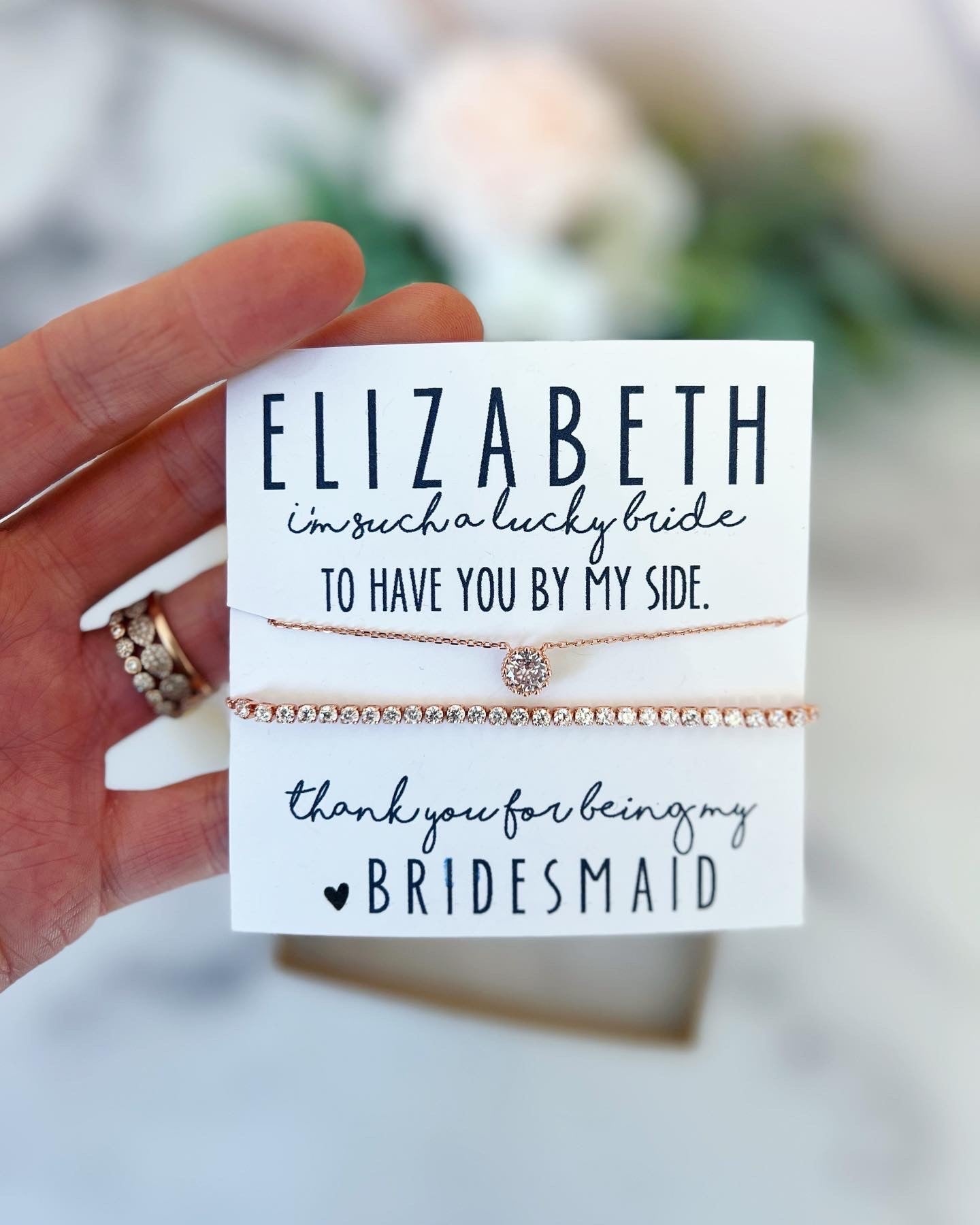 Thank You Bridal Party Necklace & Bracelet Set