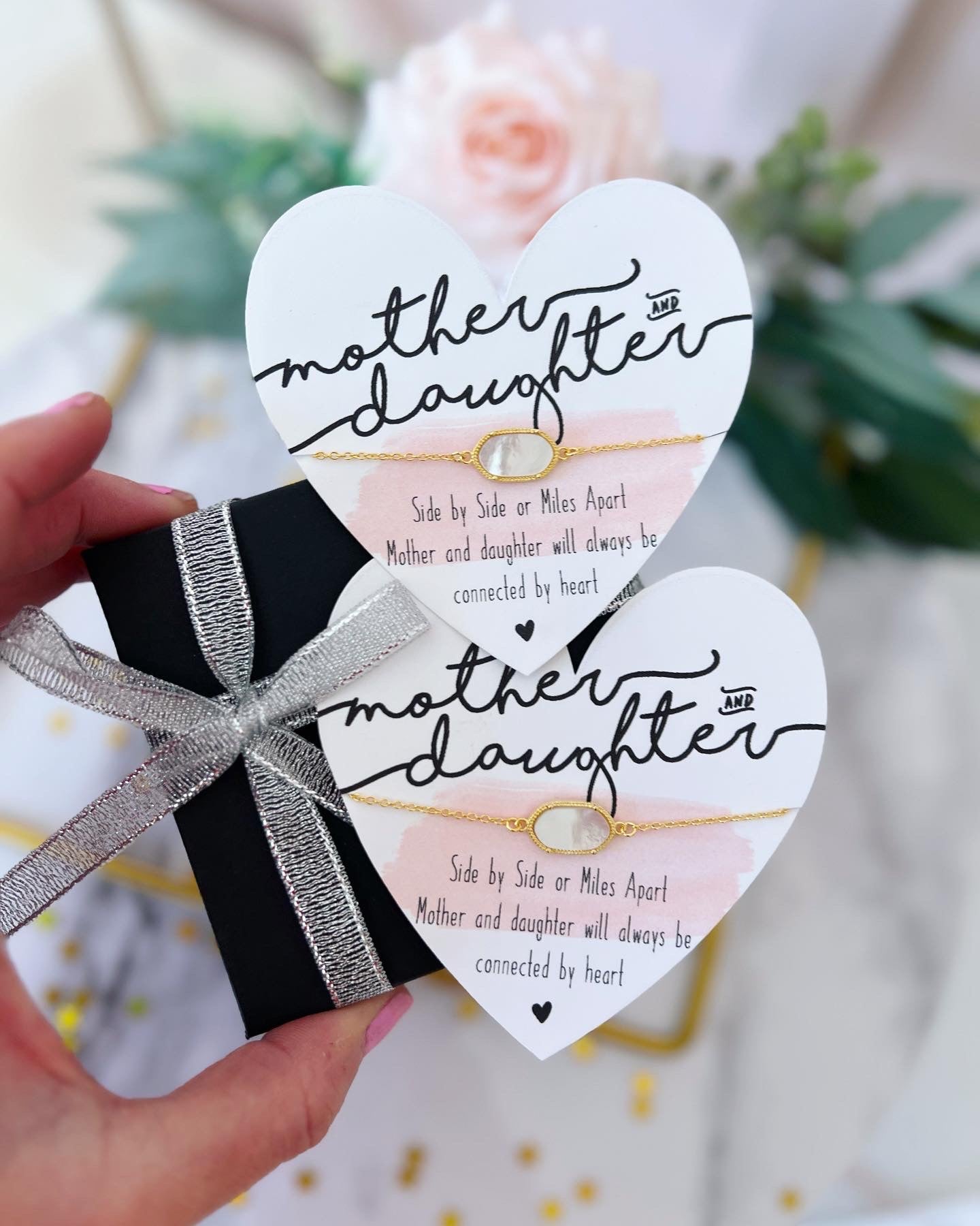 Two matching iridescent stone mother daughter bracelets!