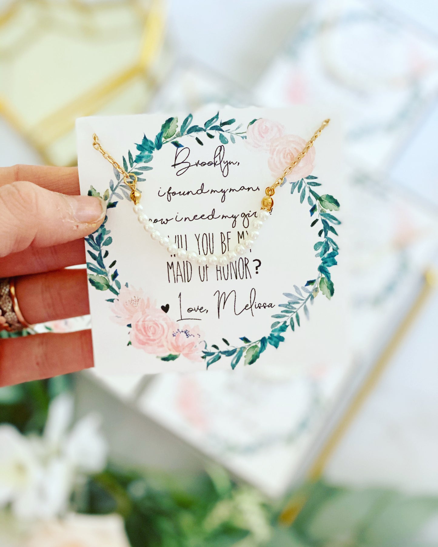 Bridal Party Dainty Pearl Bracelet