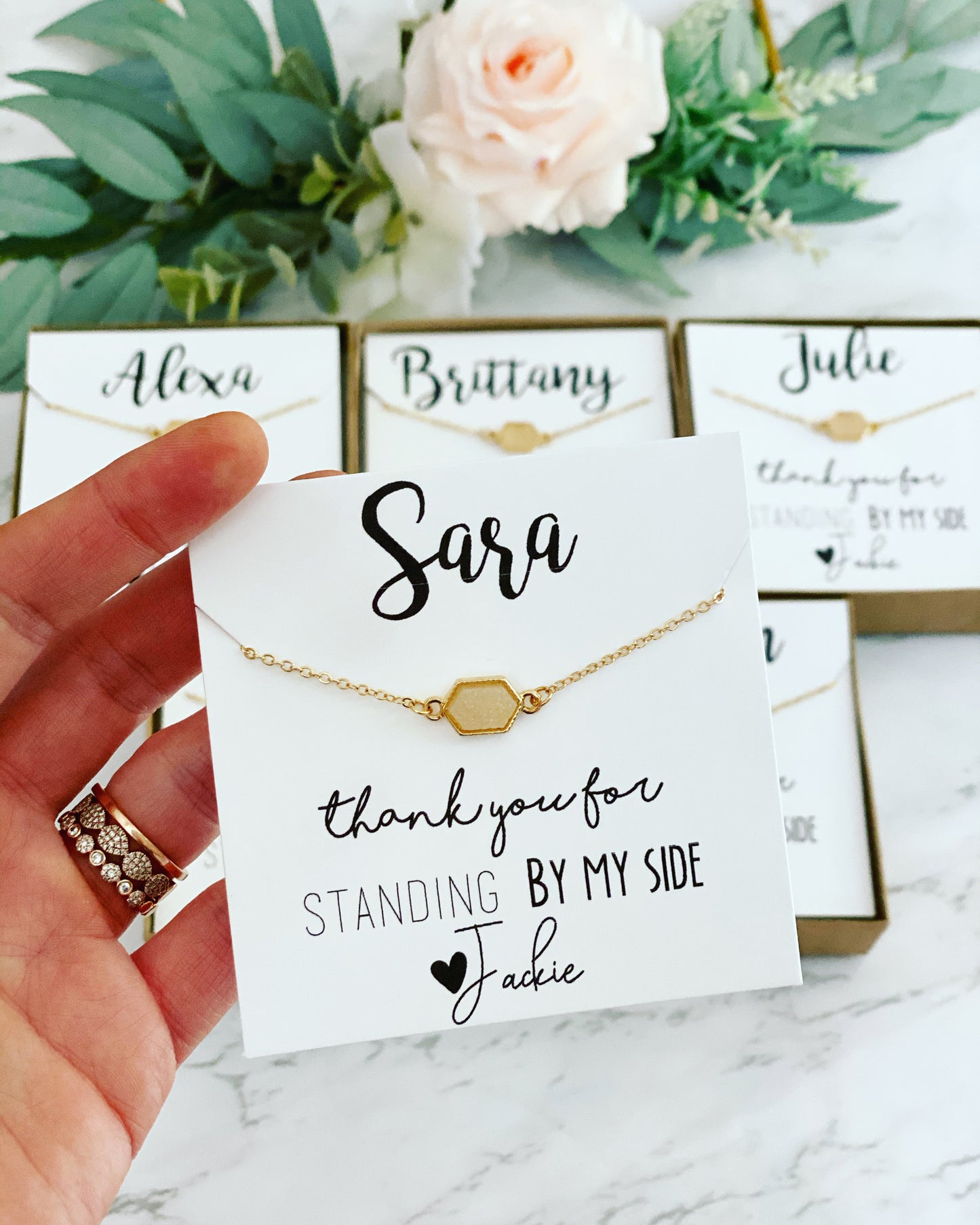 Pop the Champagne! Druzy Oval Stone OR Iridescent White+ Gold Bracelet for Bridesmaids
