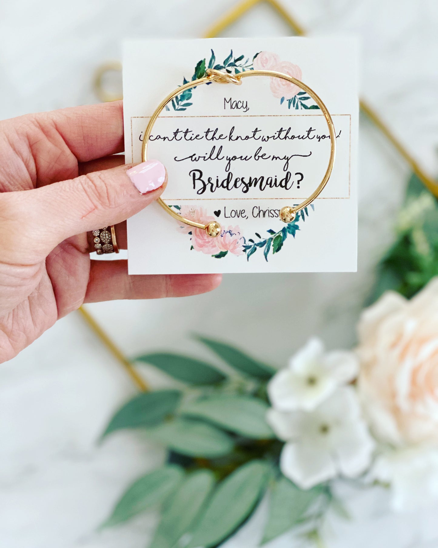 Floral Wreath Gold Box Bridal Party Bangles