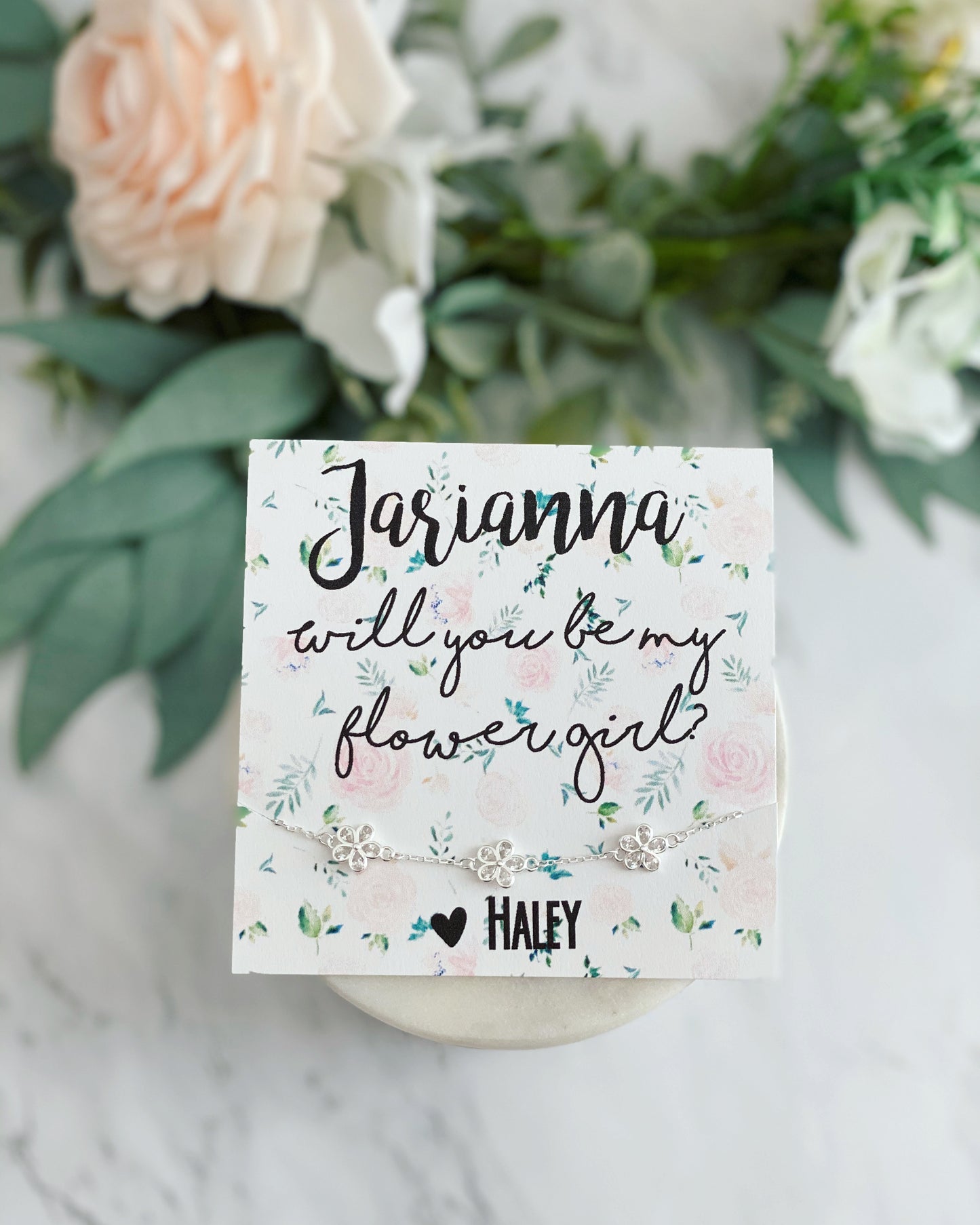 Flower Girl Dainty Flower Charm Bracelet