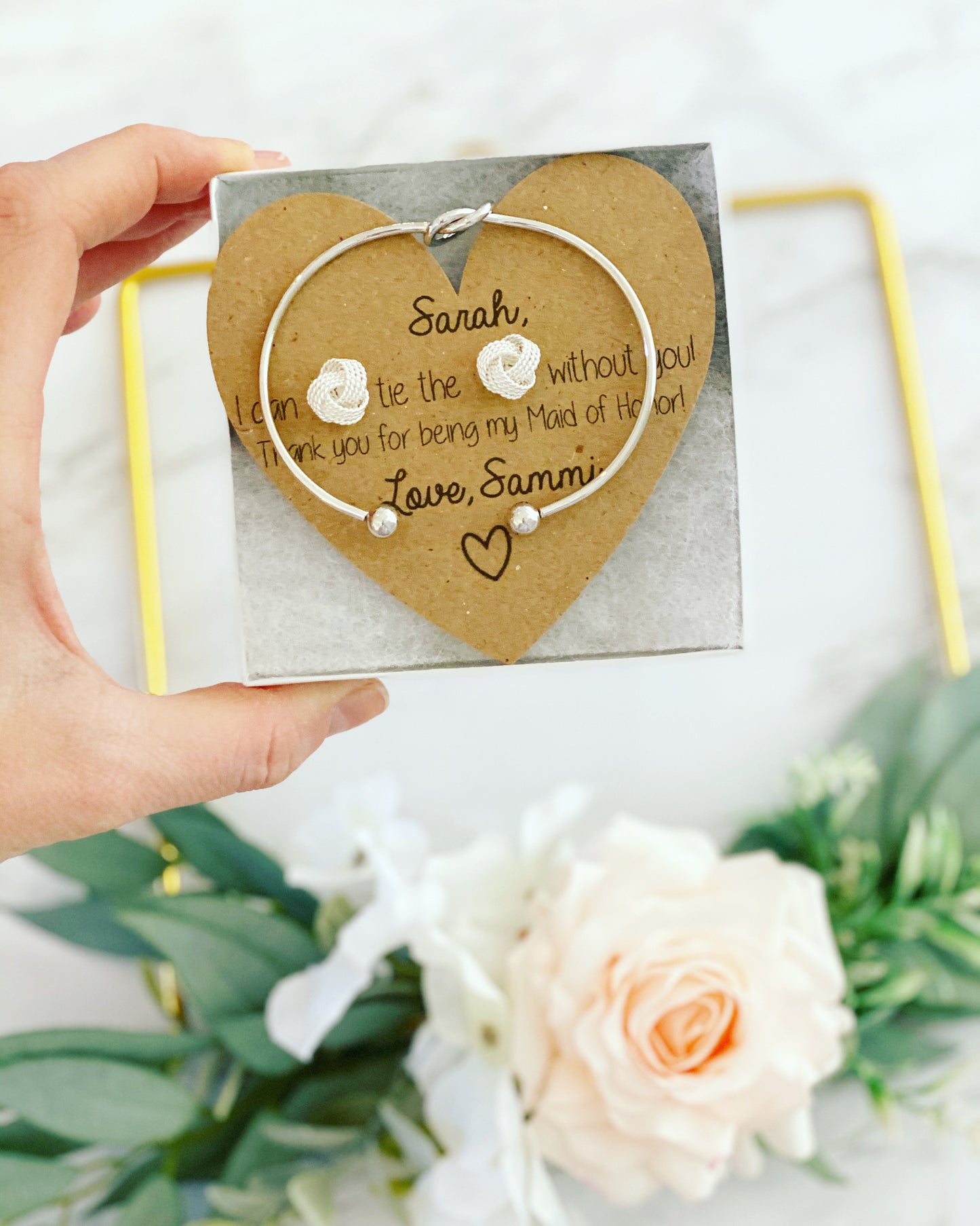 I Can KNOT Tie The KNOT Without You Earrings and Bangle Set