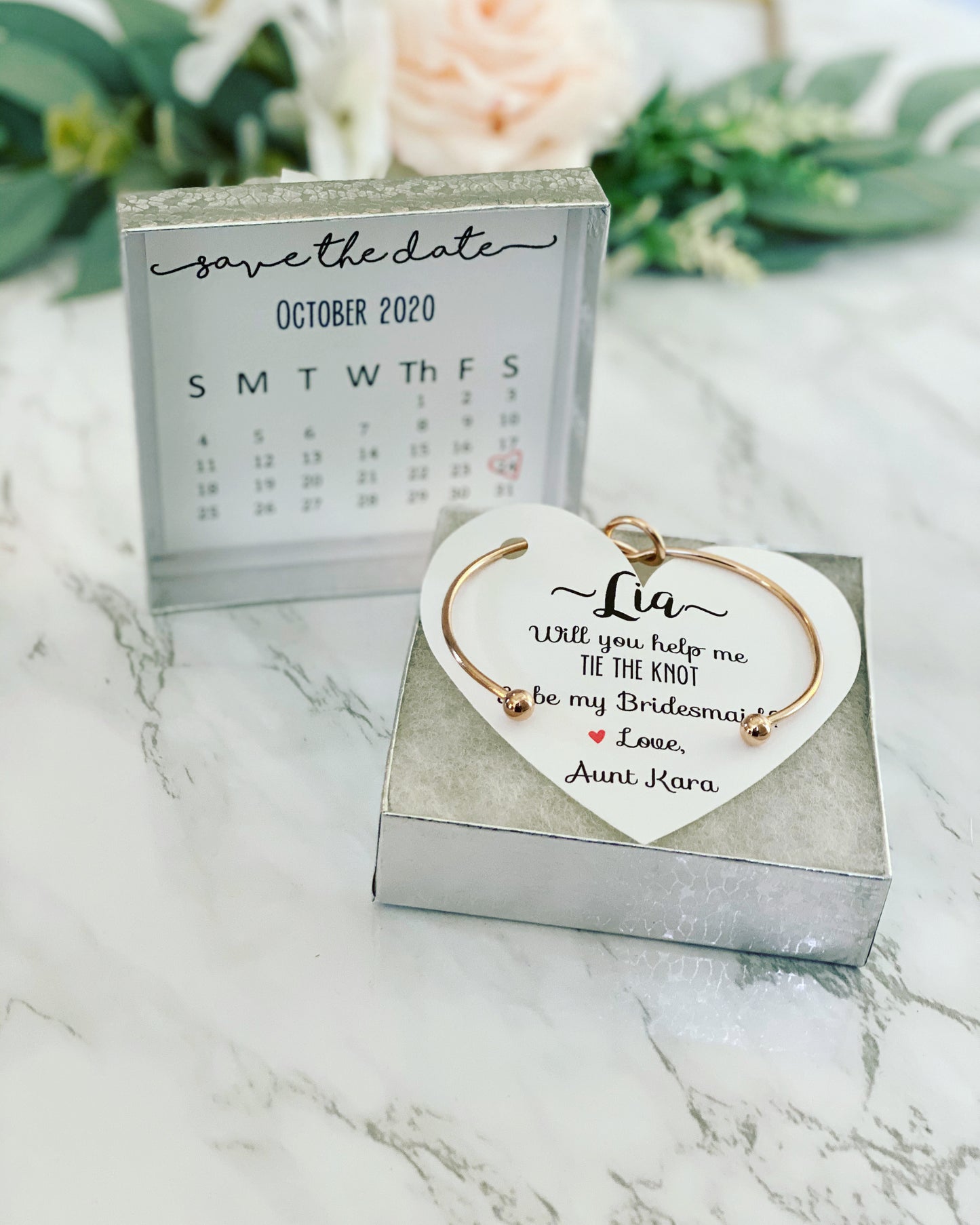 Save the Date Bridal Party Proposal Bangle & Card