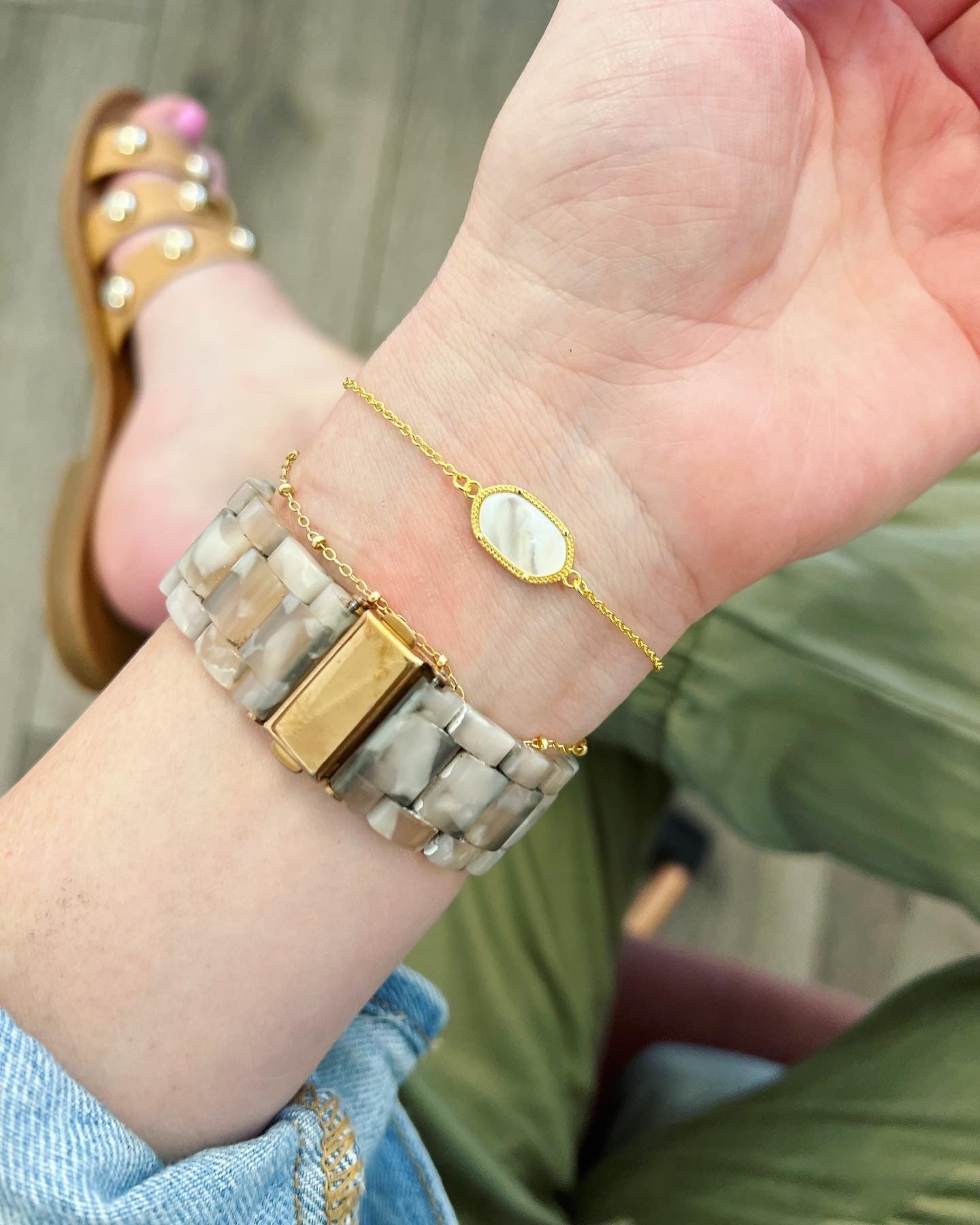 Two matching iridescent stone mother daughter bracelets!