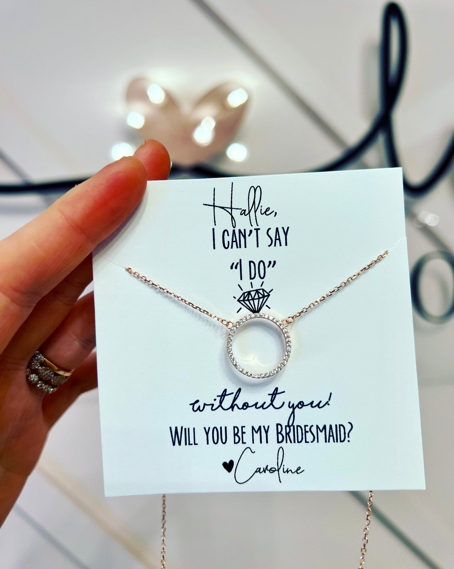 Bridesmaid Can't Say "I do" Without You! Circle Pendant Necklace
