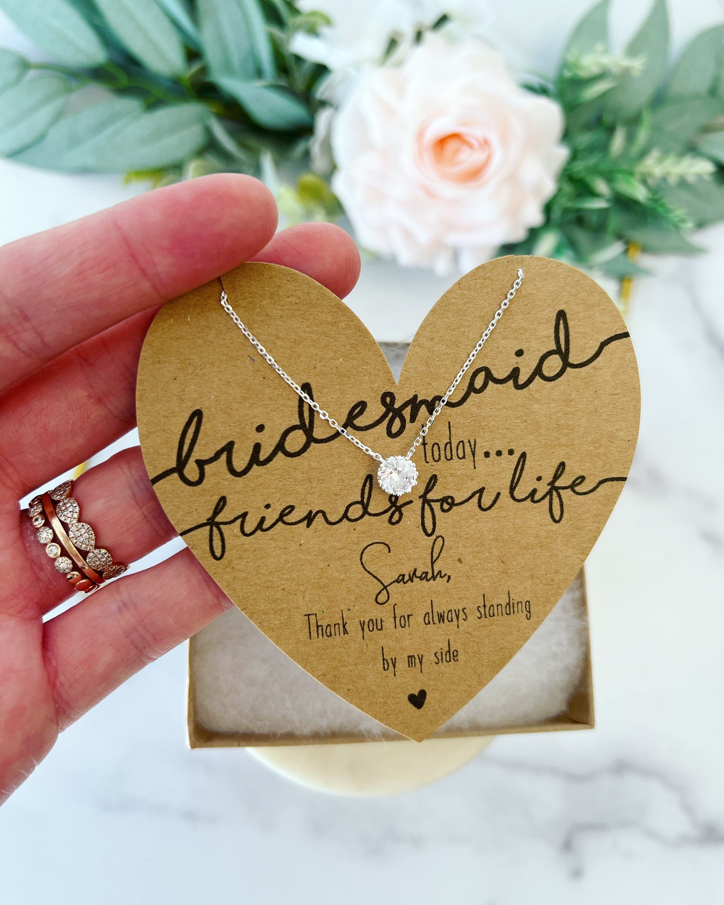 Bridesmaid Today, Friend for Life Bridesmaid Necklace! Heart Card
