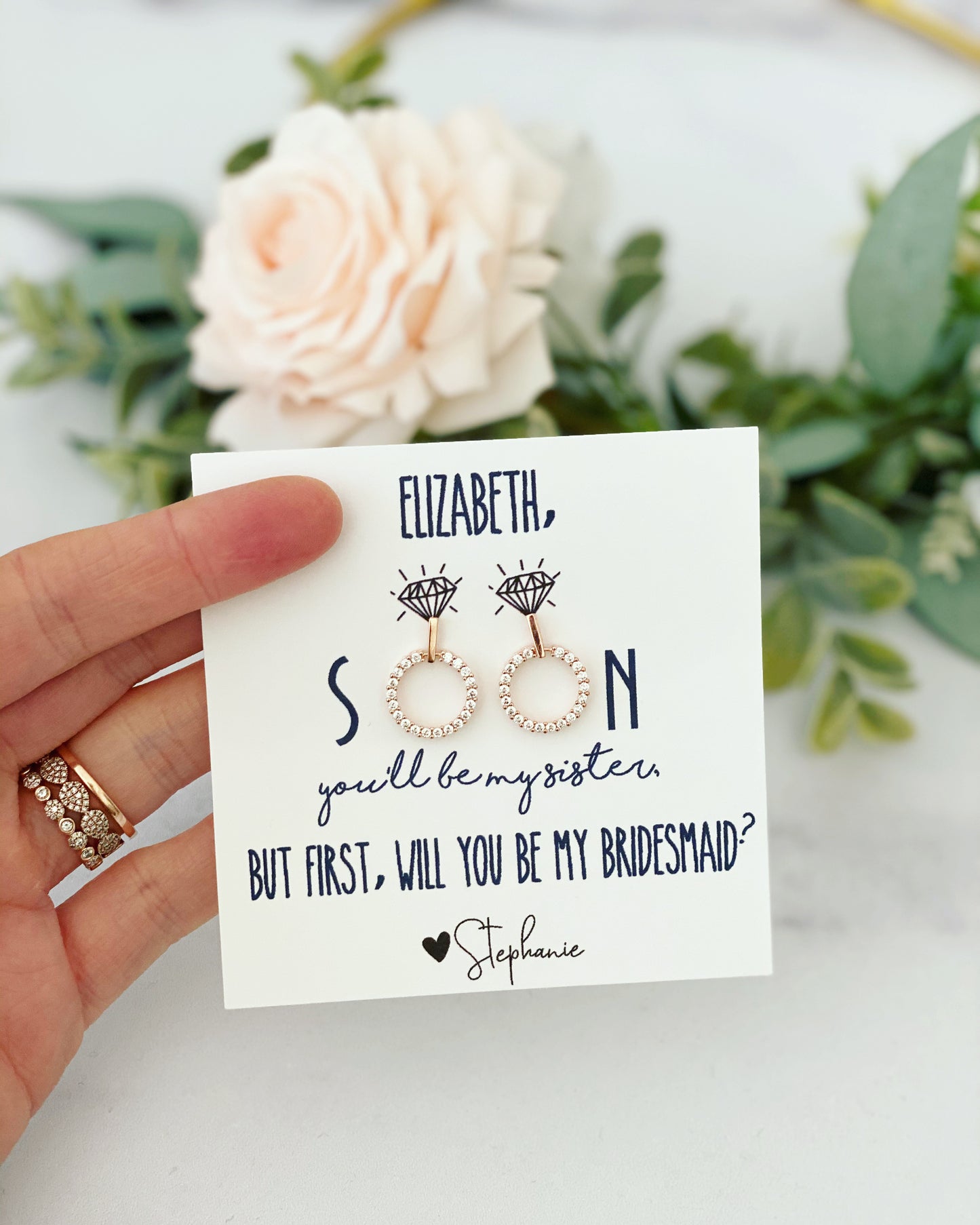 Soon You'll Be My Sister! Circle Cubic Zircon Earrings