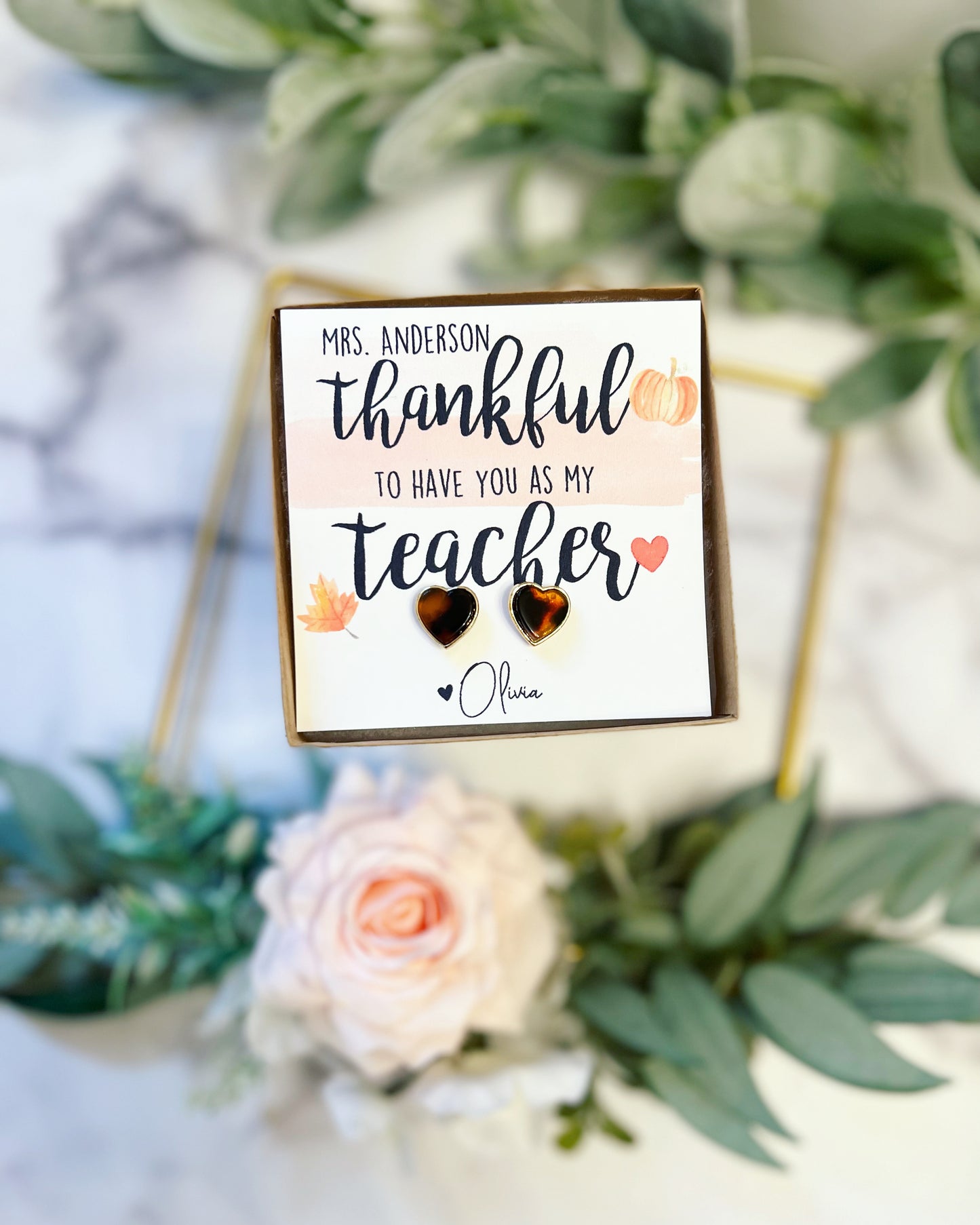 Teacher Thankful Gift! Heart Studs