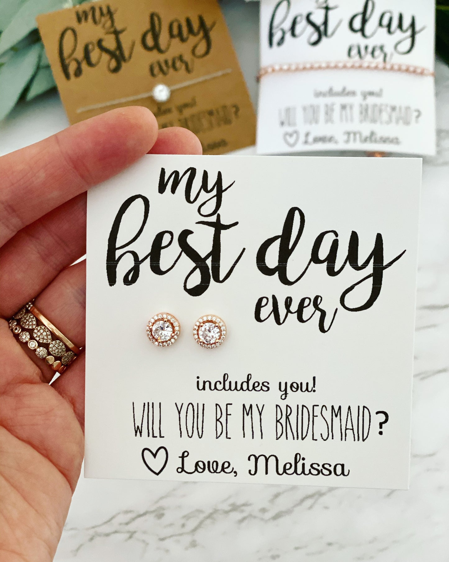 Best Day Ever! CZ Stud Earrings