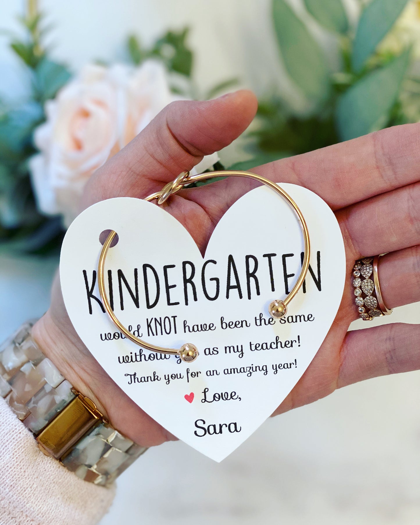 End of Year Teacher Thank You Gift! Knot Bangle & Heart Card
